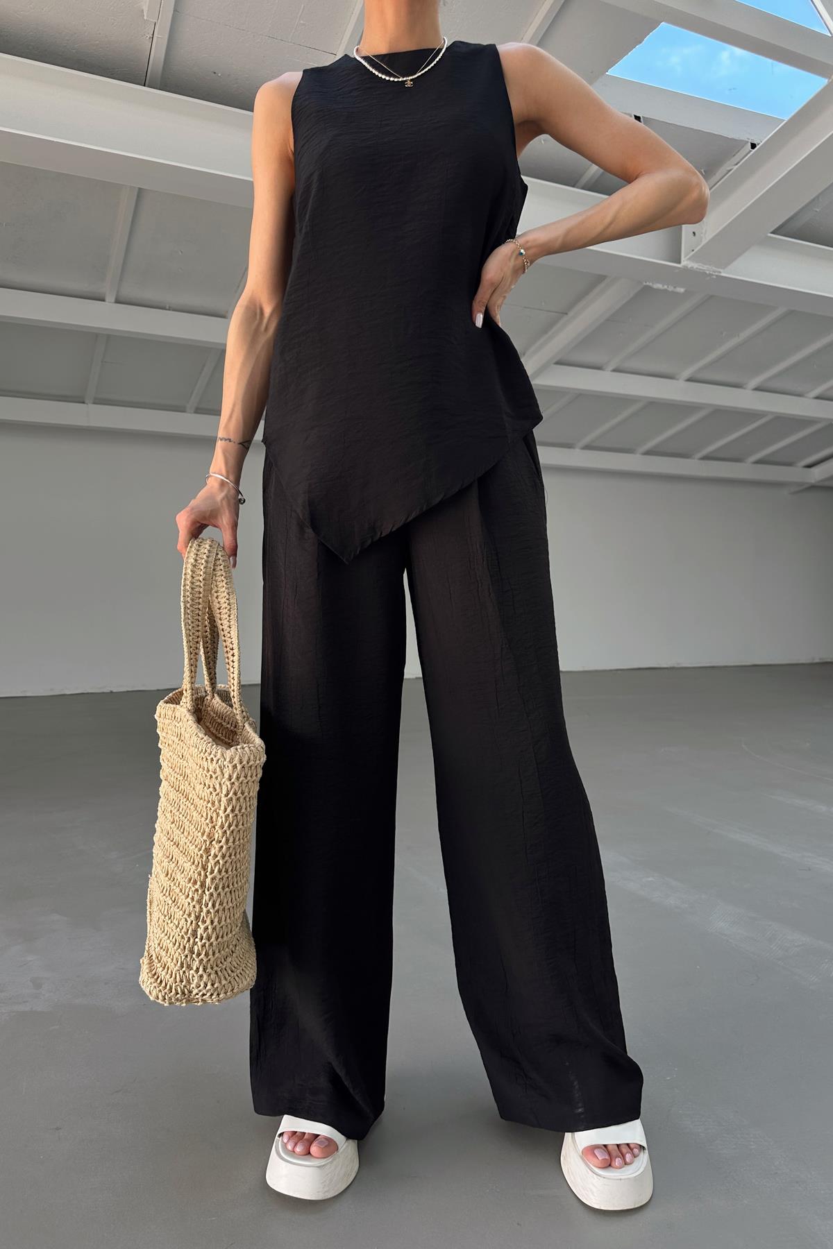 Salaş Bluz Pantolon Takım Siyah