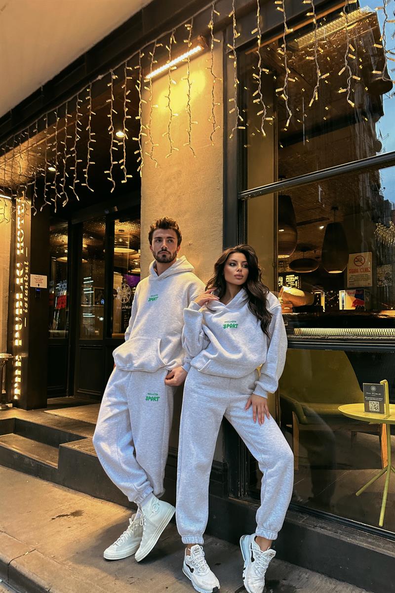 Sport Kapüşonlu Jogger Takım Gri · 3