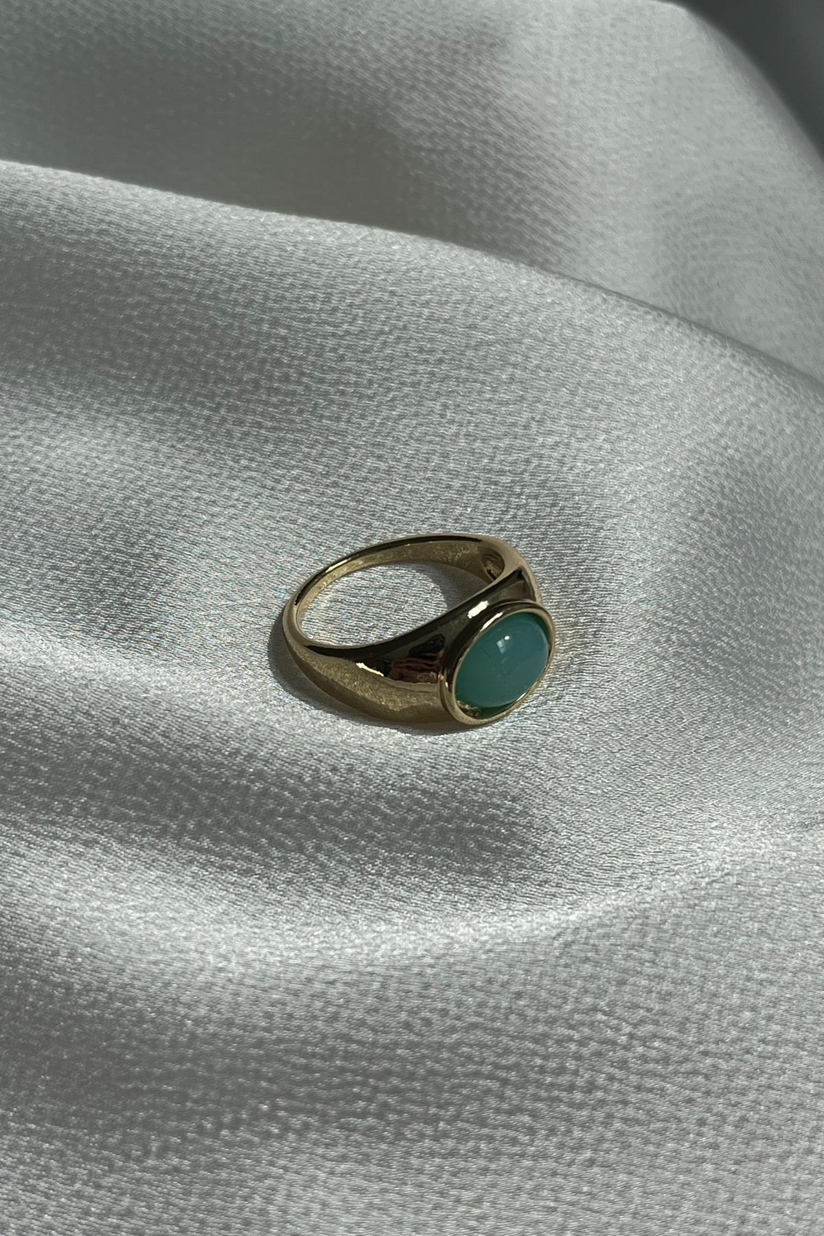 Oval Taş Yüzük Gold