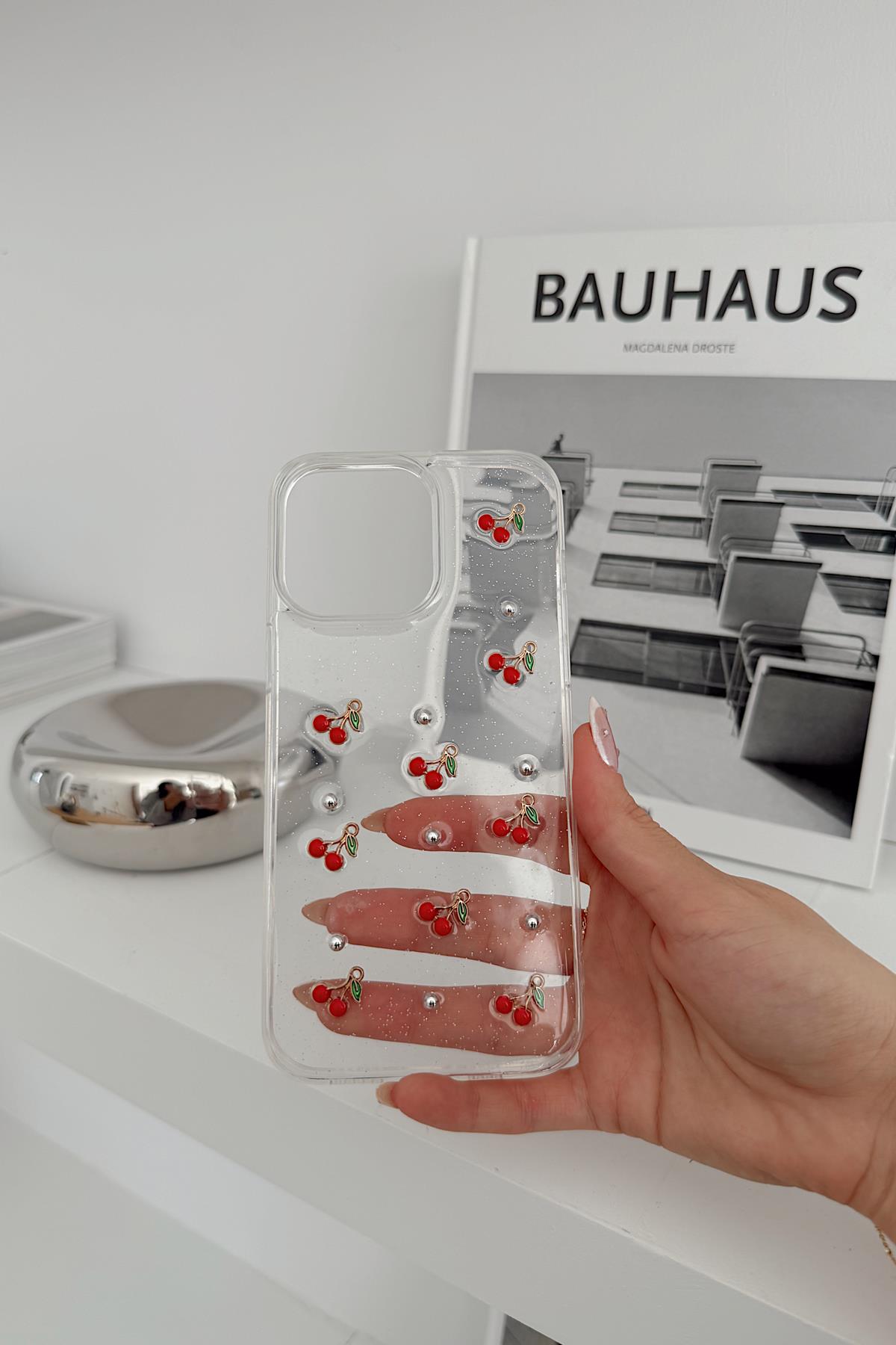 Silver Cherry Telefon Kılıfı Şeffaf Beyaz