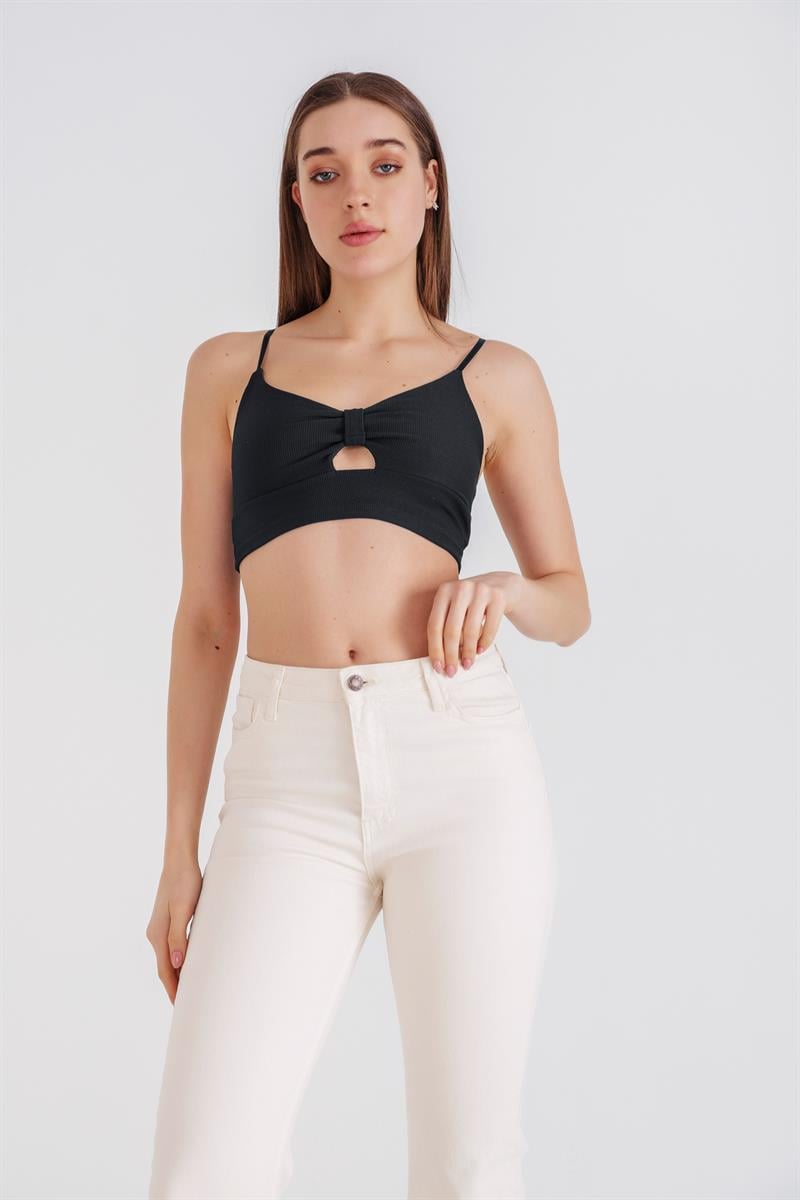 Fitilli Baret Crop Siyah