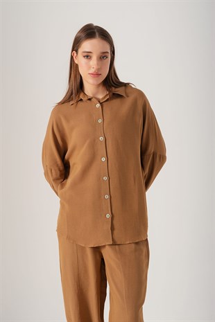 Oversize Gömlek Vizon