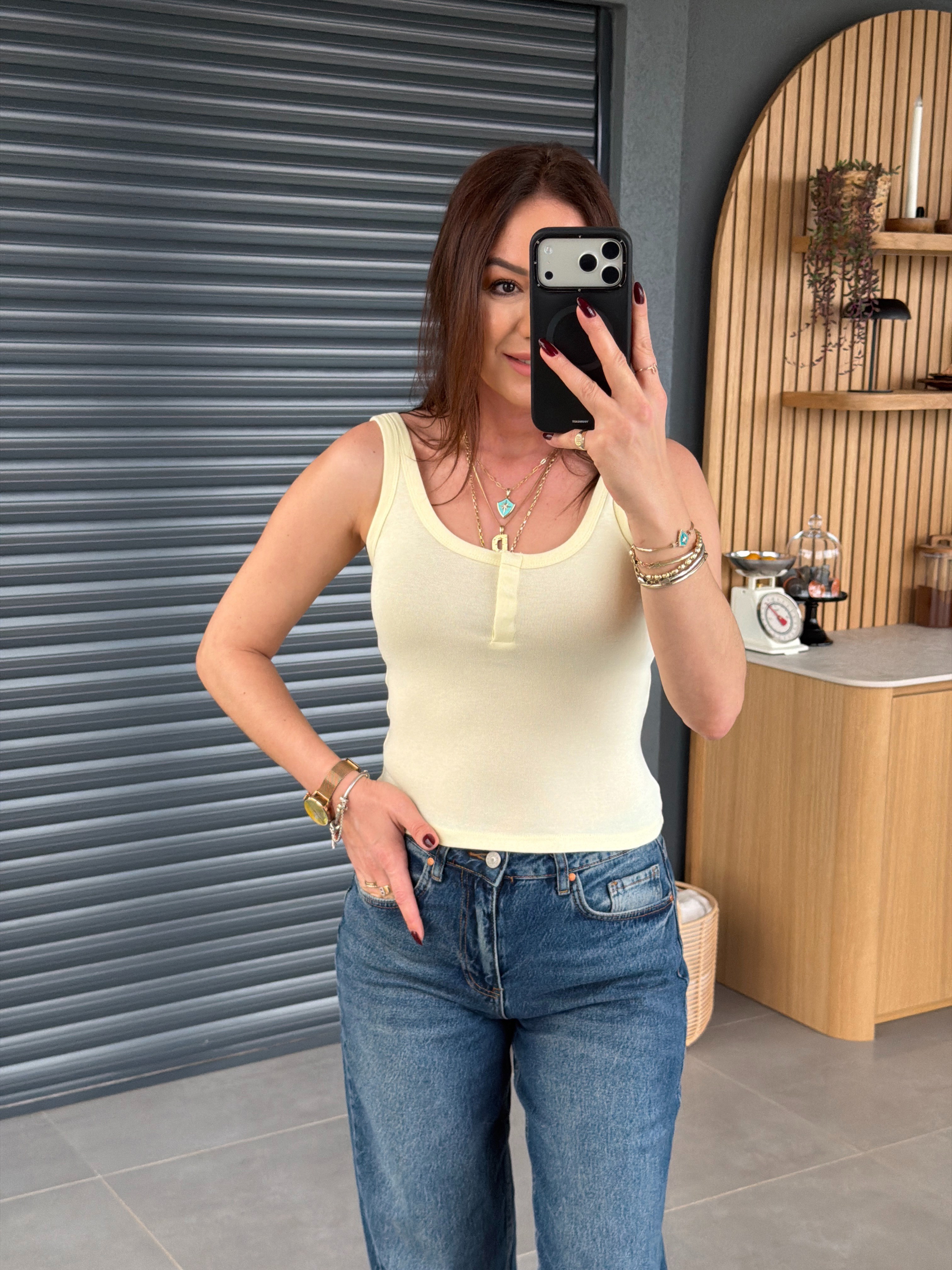 Askılı Çıtçıtlı Crop SARI