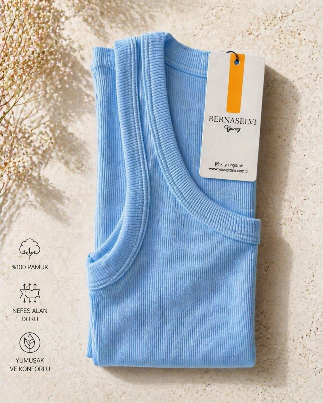 Askılı Fitilli Atlet MAVİ