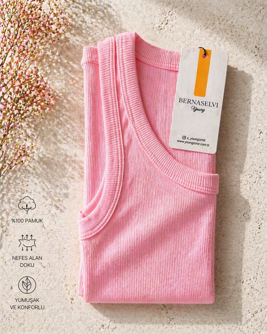 Askılı Fitilli Atlet PEMBE