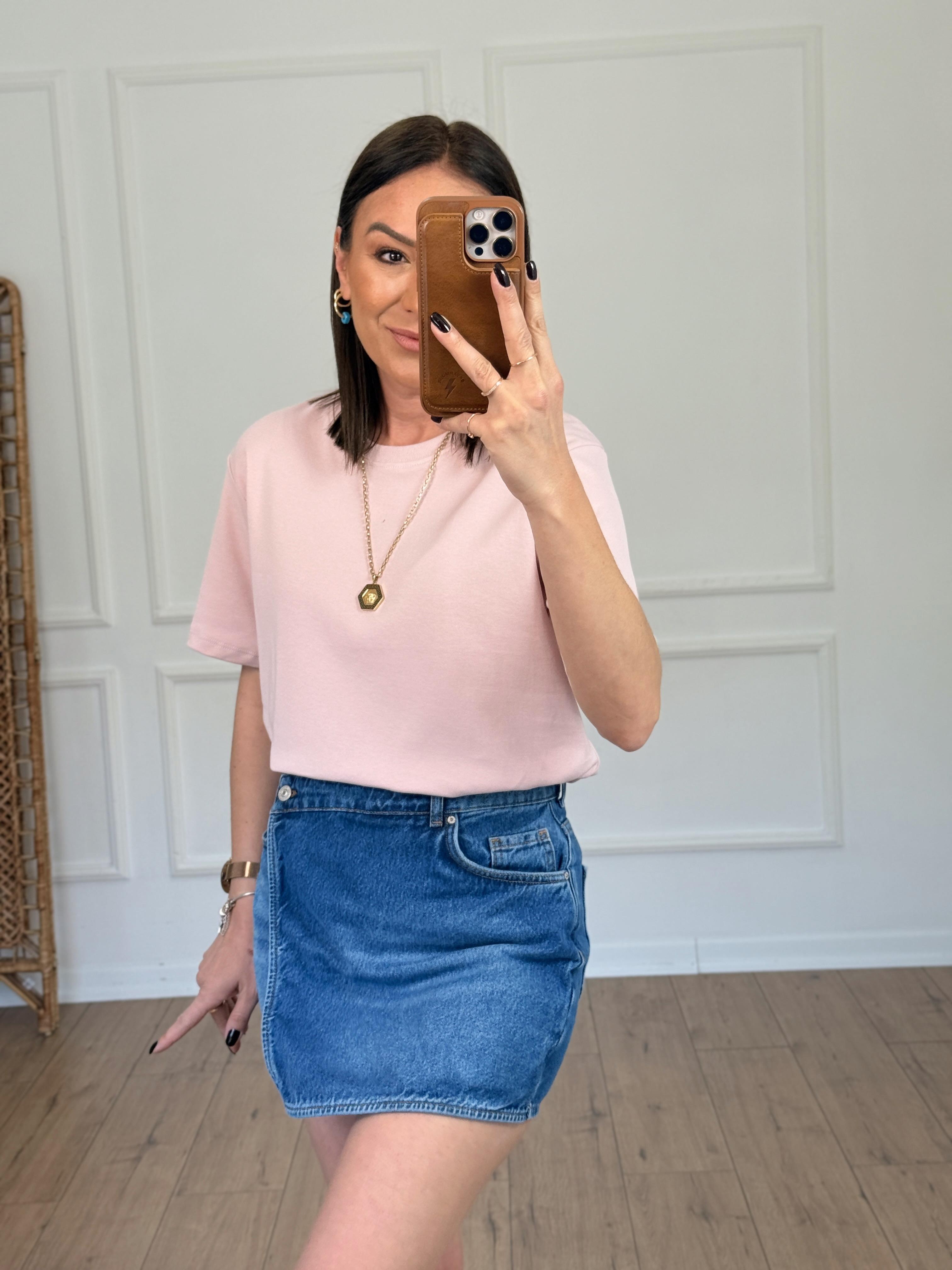 Basic Yuvarlak Yaka Tshirt PEMBE