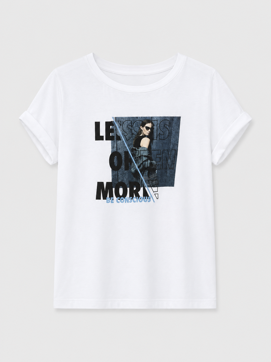 Baskı Detaylı Viskon Tshirt BEYAZ