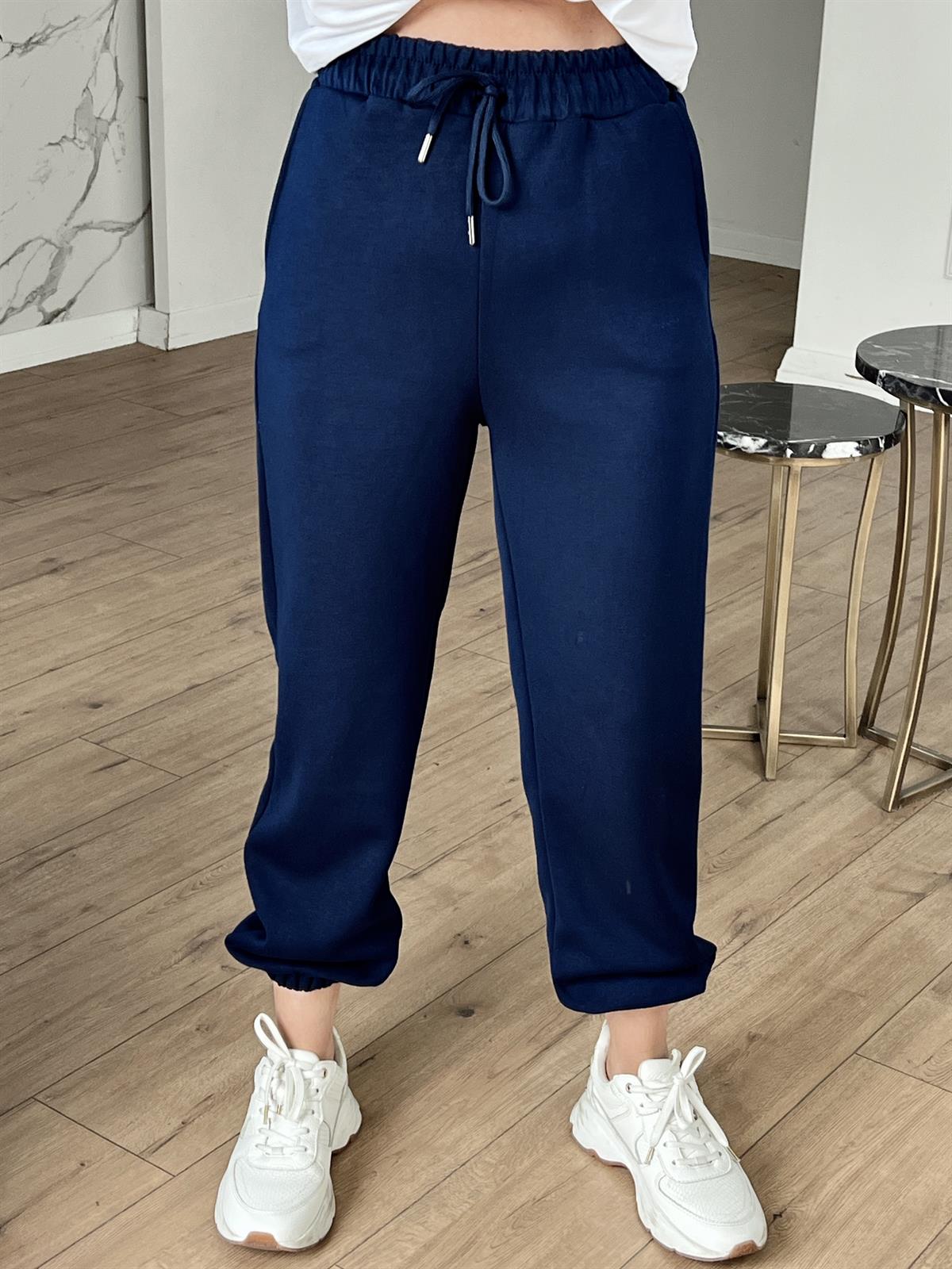 Beli Bağcıklı Jogger Eşofman Altı LACİVERT