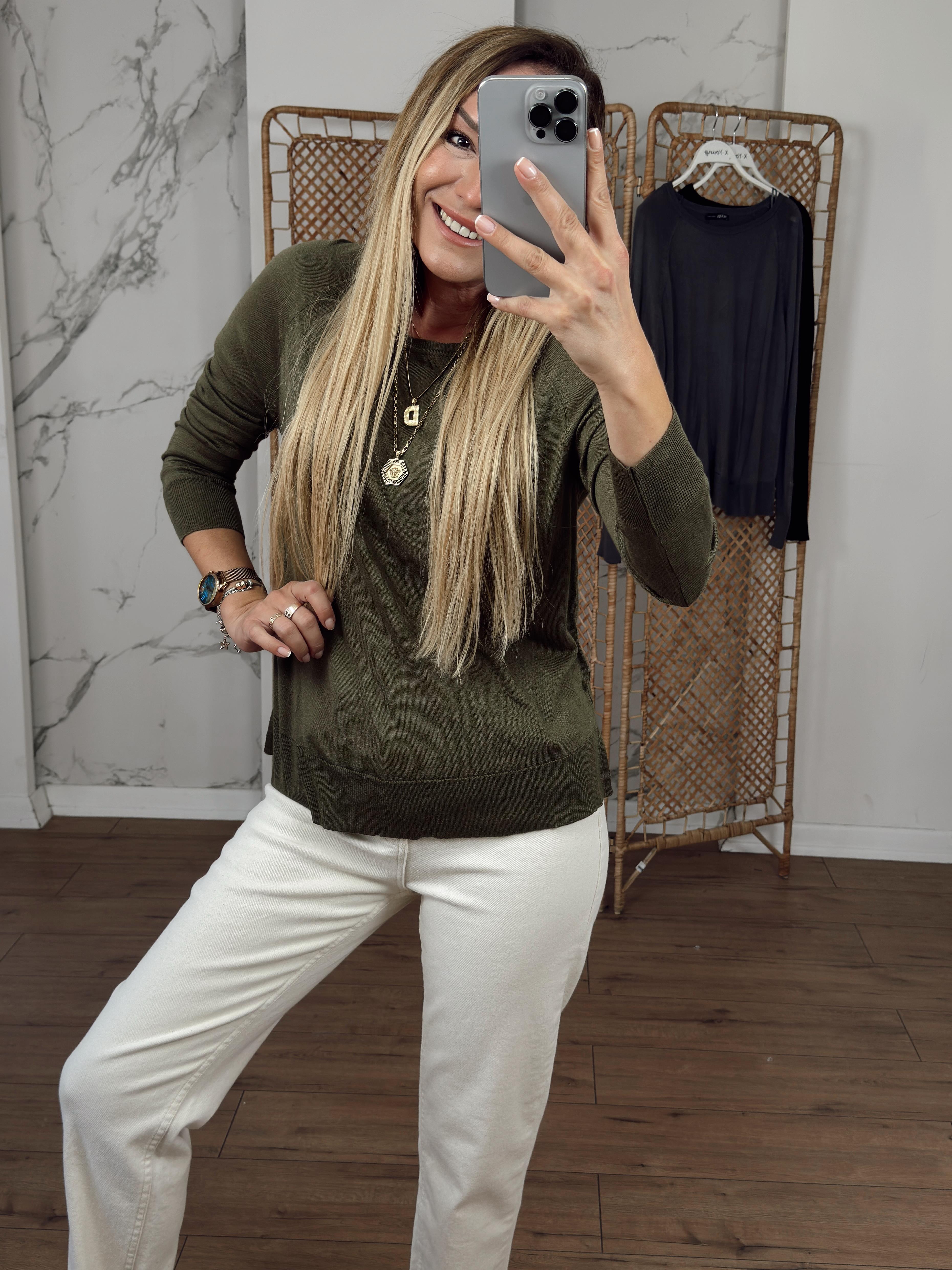 Bisiklet Yaka Basic İnce Triko HAKİ