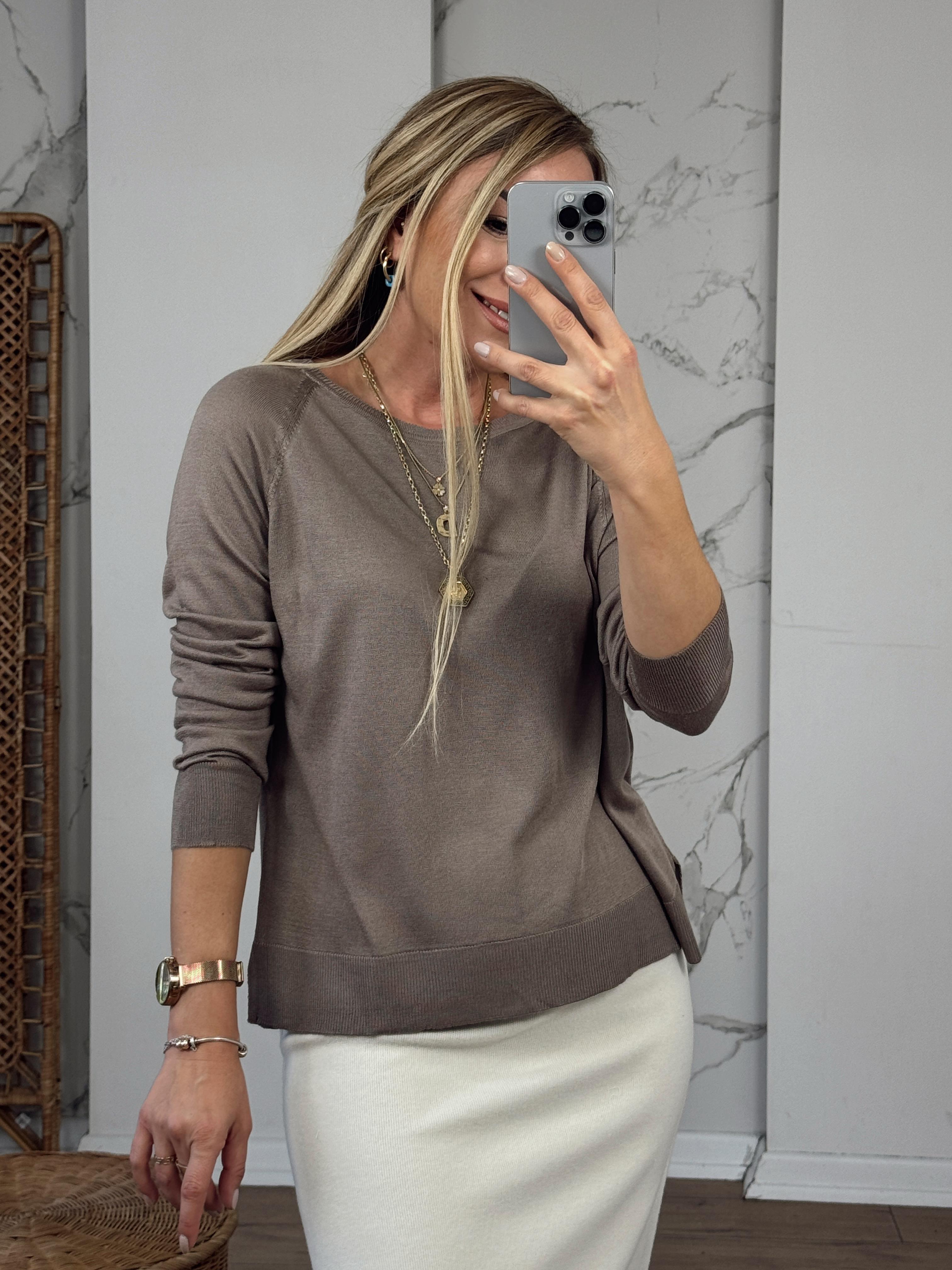 Bisiklet Yaka Basic İnce Triko VİZON