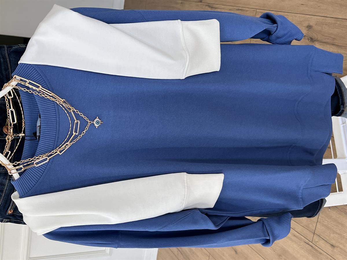 Bisiklet Yaka Basic Sweat MAVİ