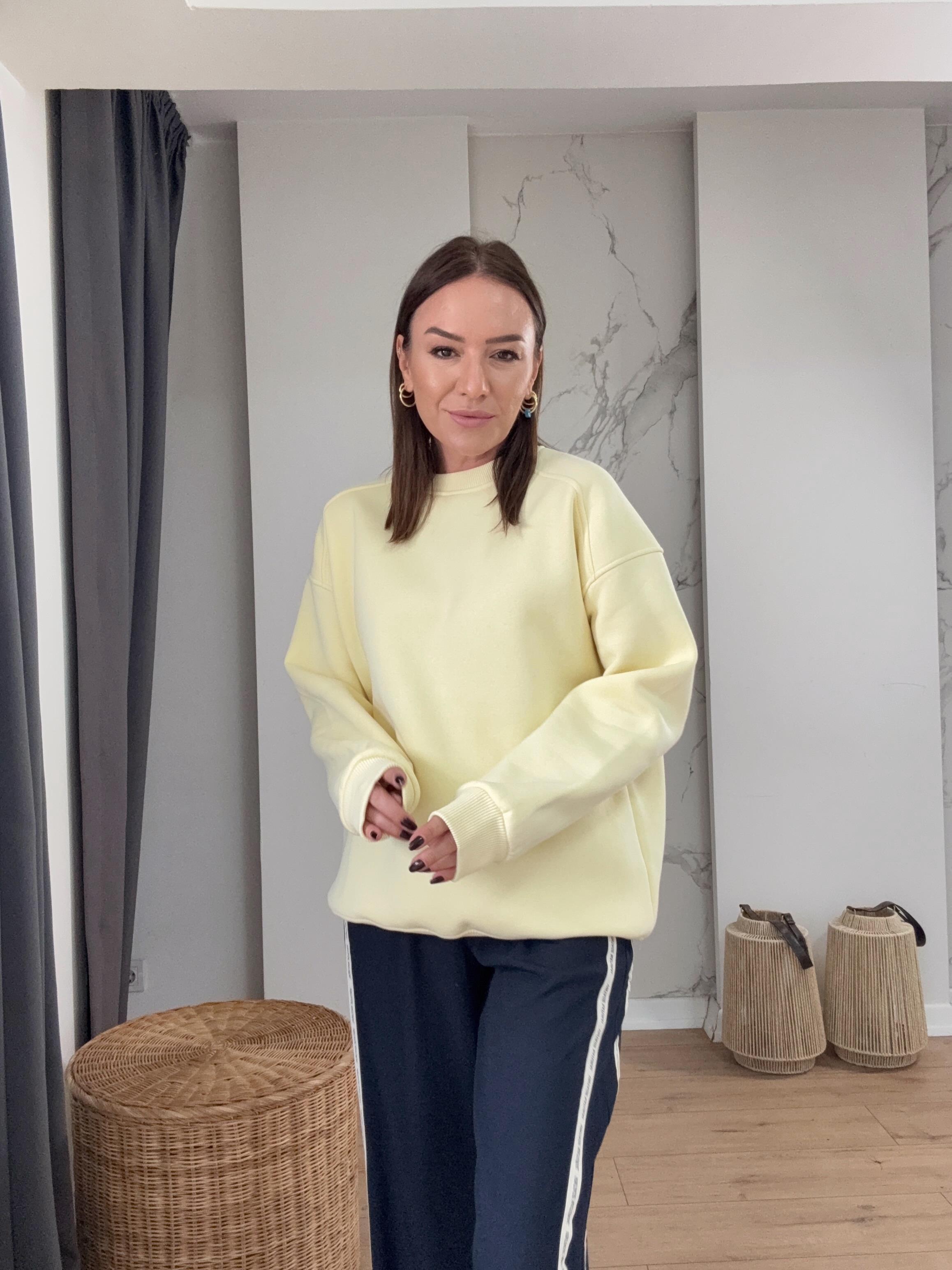 Bisiklet Yaka İçi Şardonlu Sweat SARI