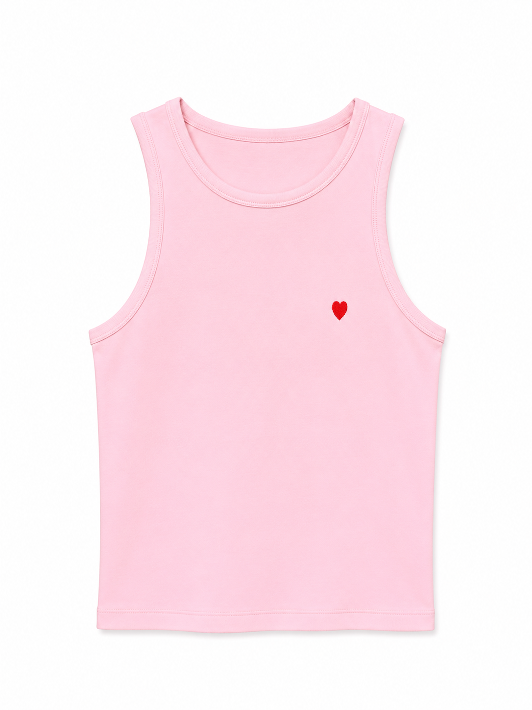 Bisiklet Yaka Kalp Nakışlı Atlet PEMBE