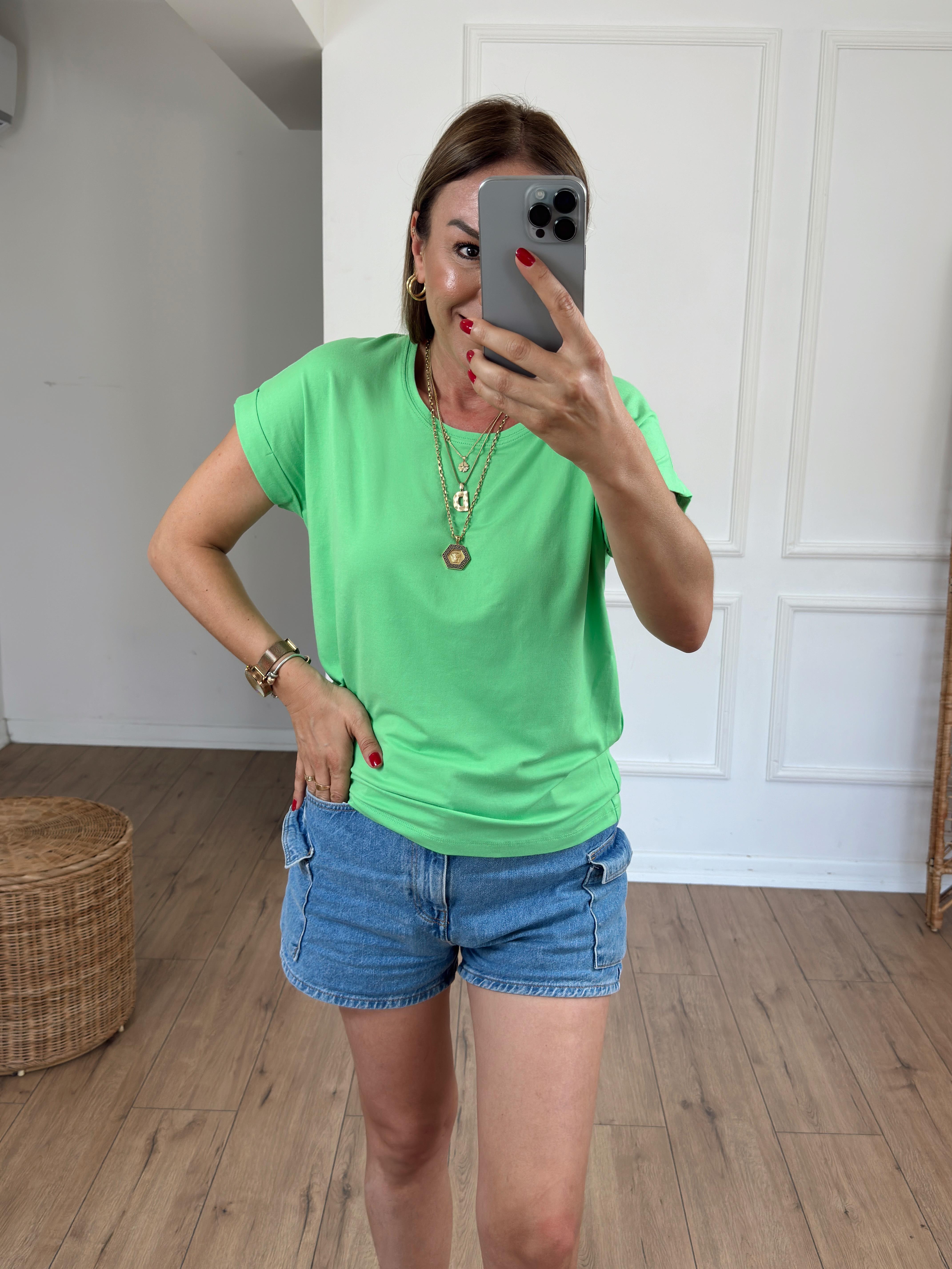 Bisiklet Yaka Kolsuz Tshirt SU YEŞİLİ