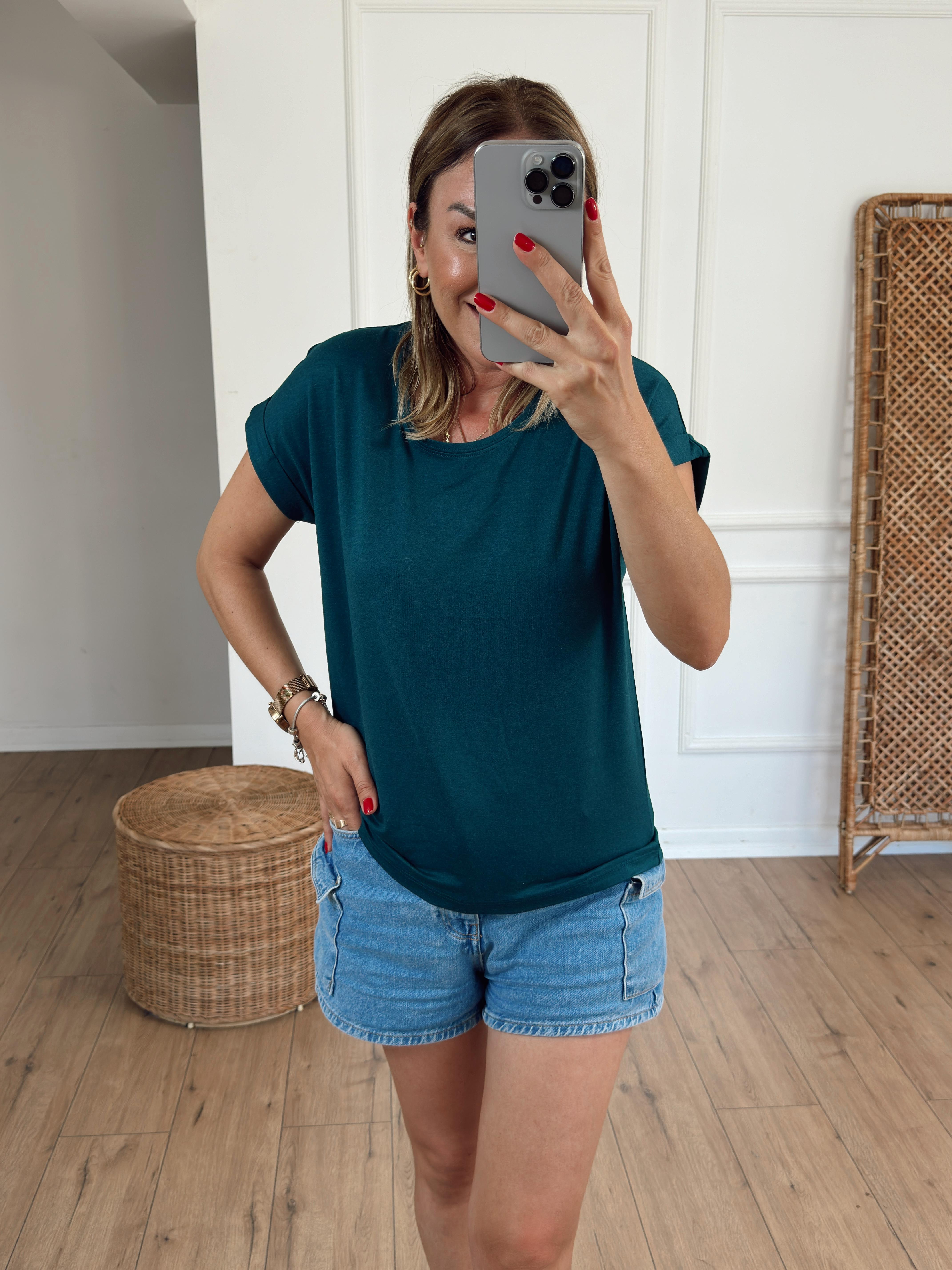 Bisiklet Yaka Kolsuz Tshirt ZÜMRÜT