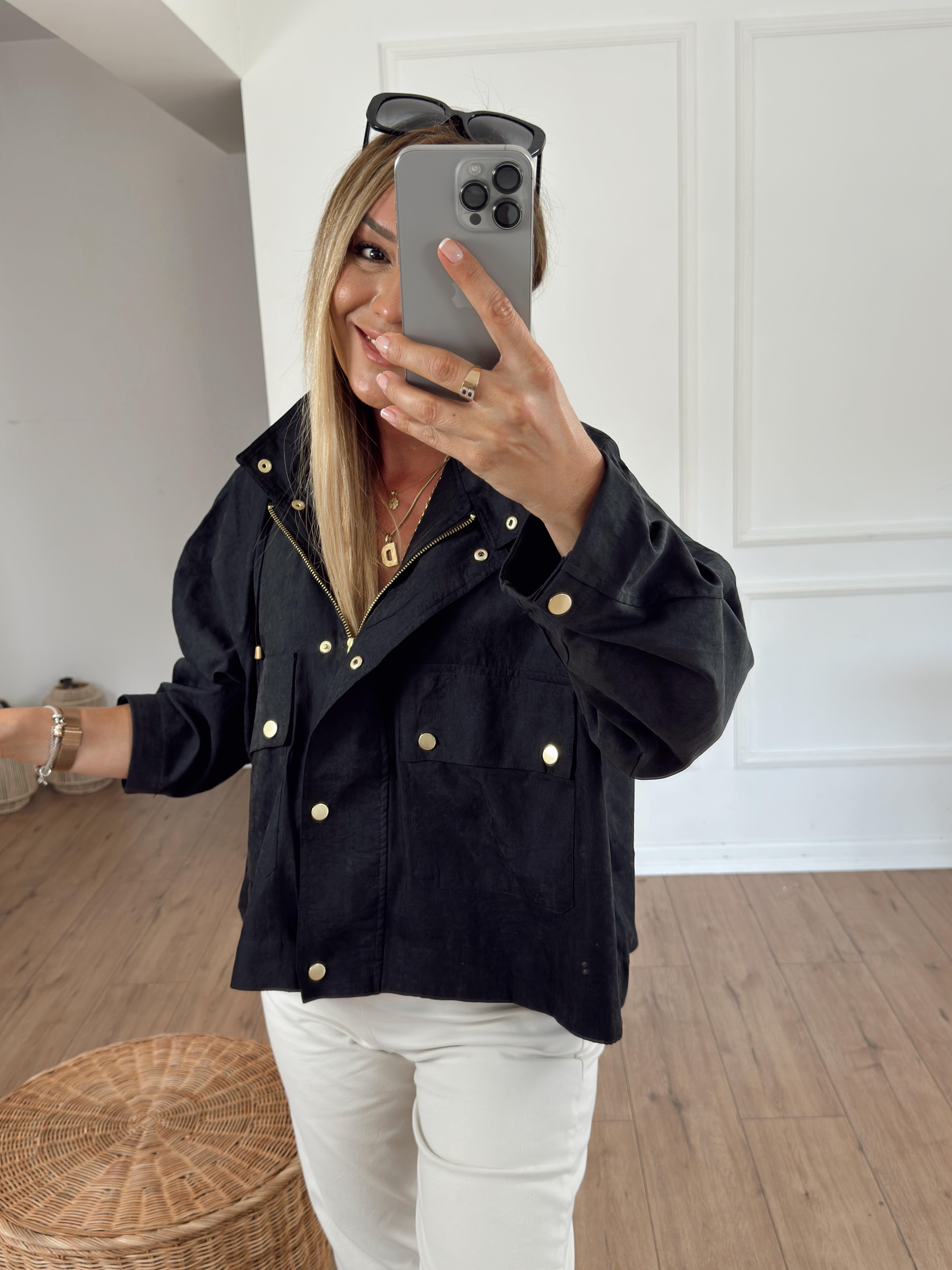 Bomber Kapüşonlu Trençkot SİYAH