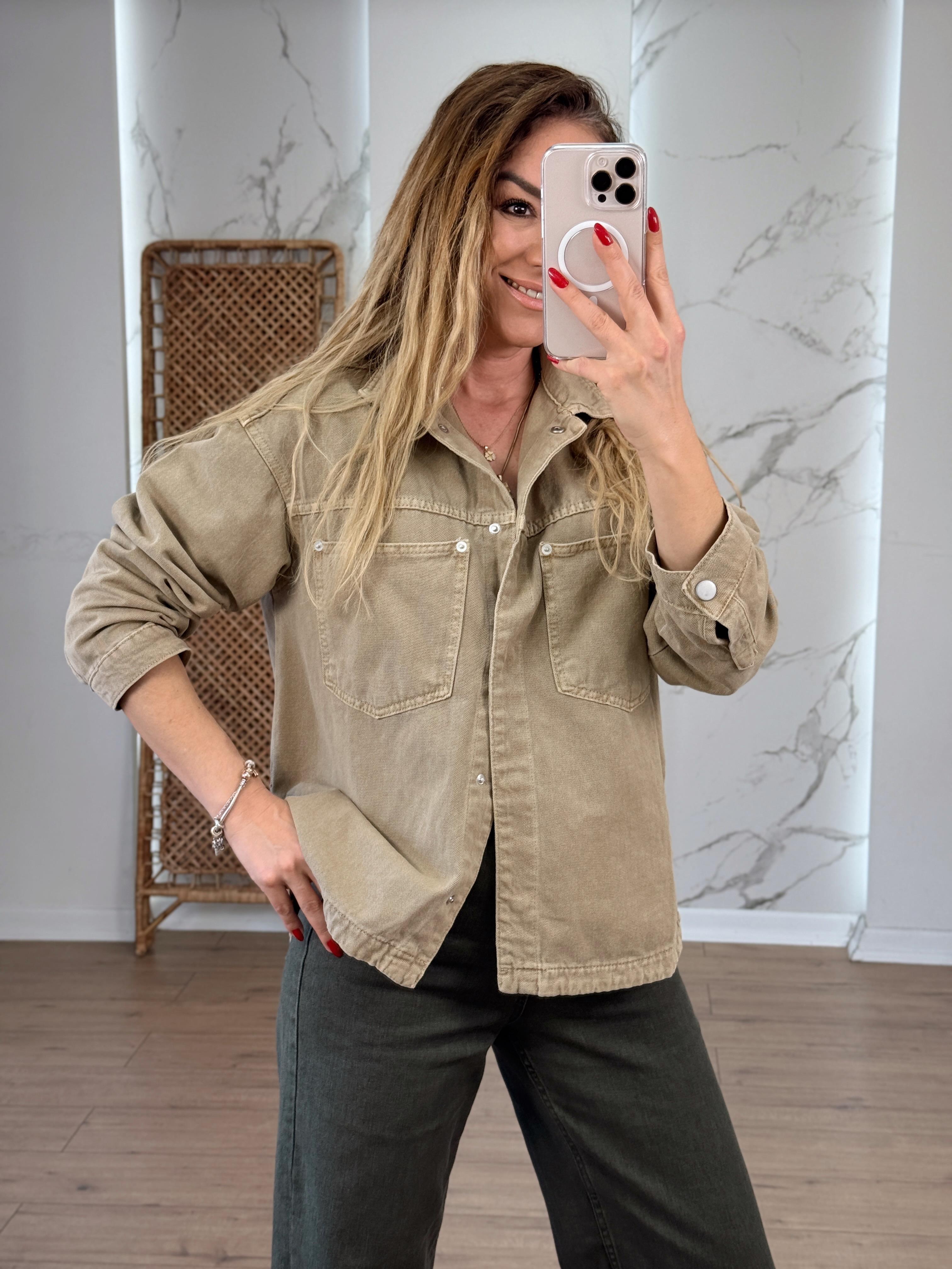 Çıtçıtlı Cep Detaylı Gabardin Ceket CAMEL