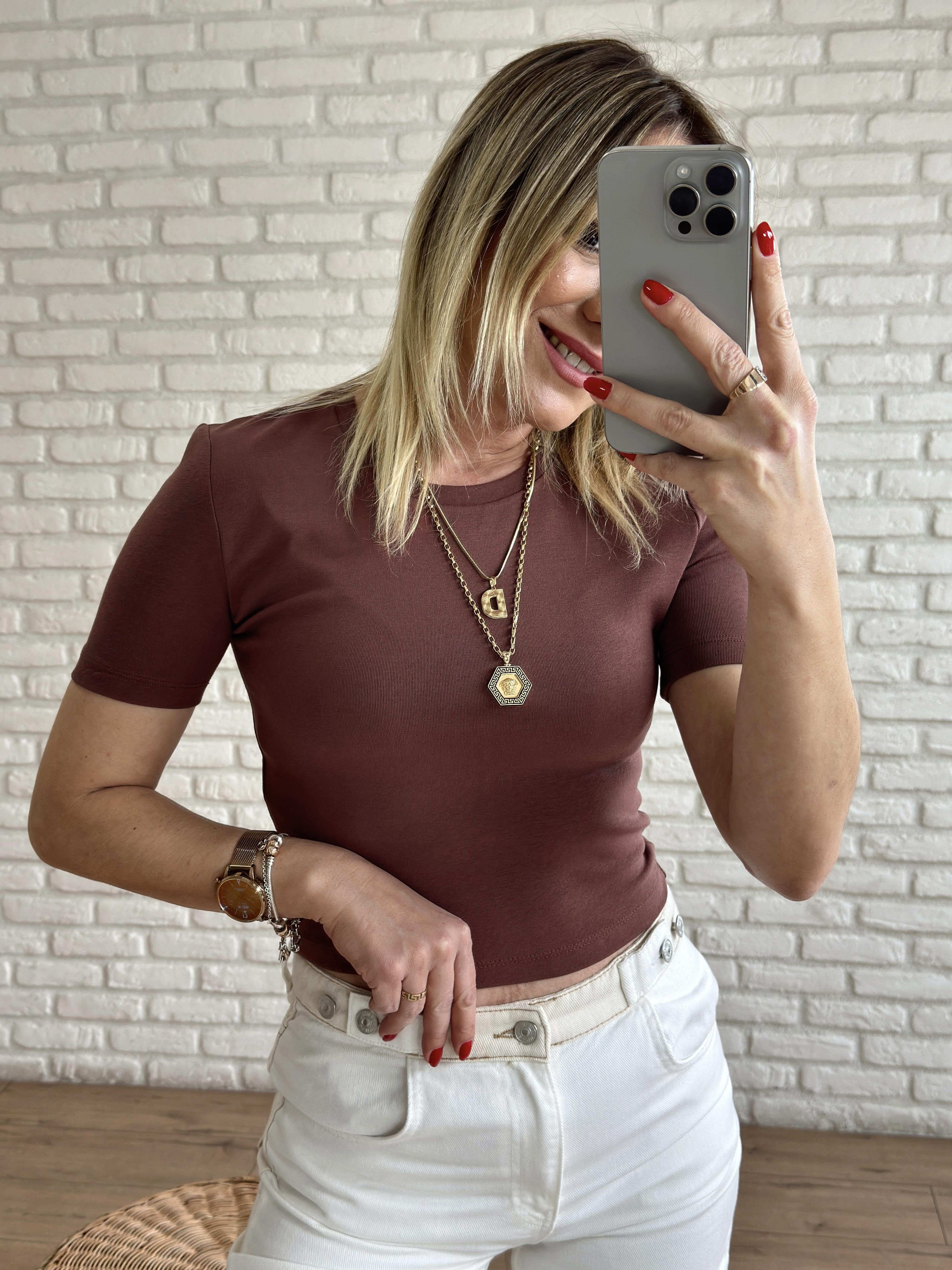 Crop Tshirt KAHVE