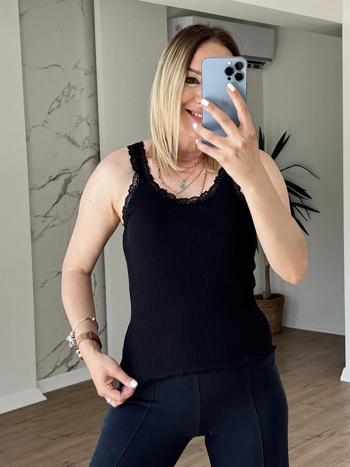 Dantelli Atlet SİYAH