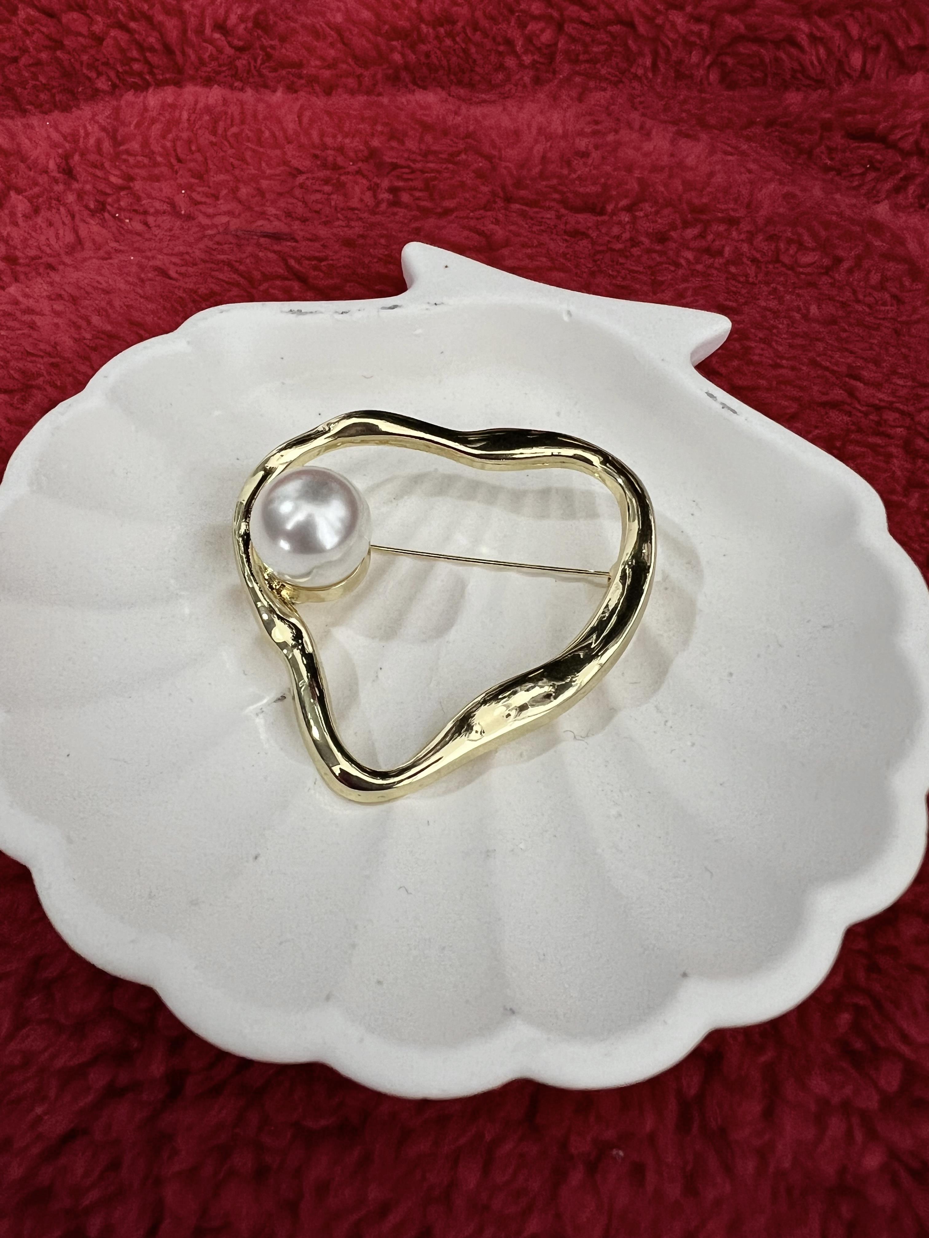 İncili Kalp Broş ROSE