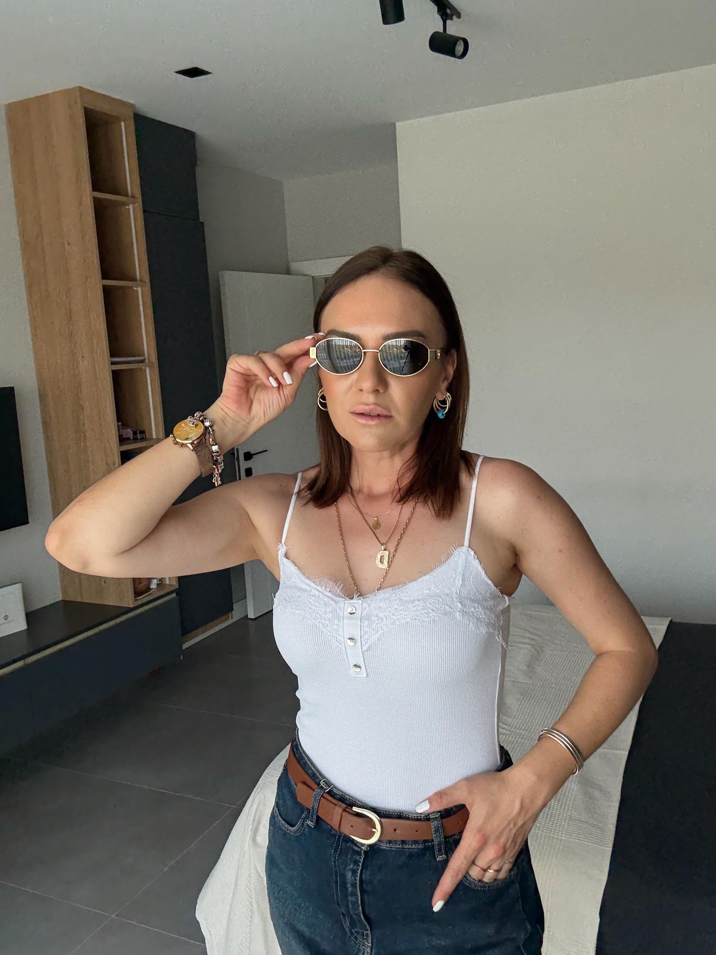 İp Askılı Dantelli Atlet BEYAZ