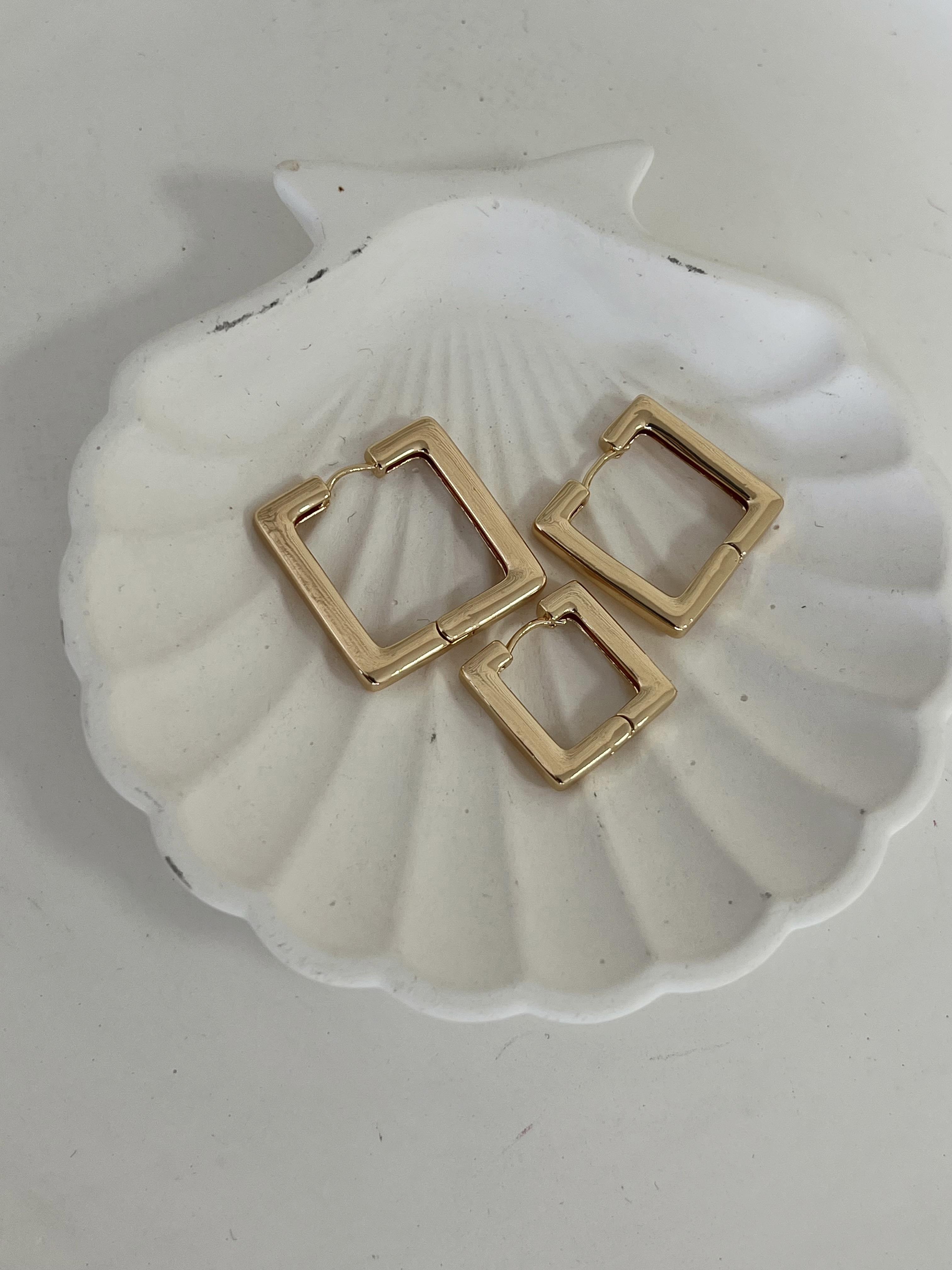 Kare Üçlü Küpe GOLD
