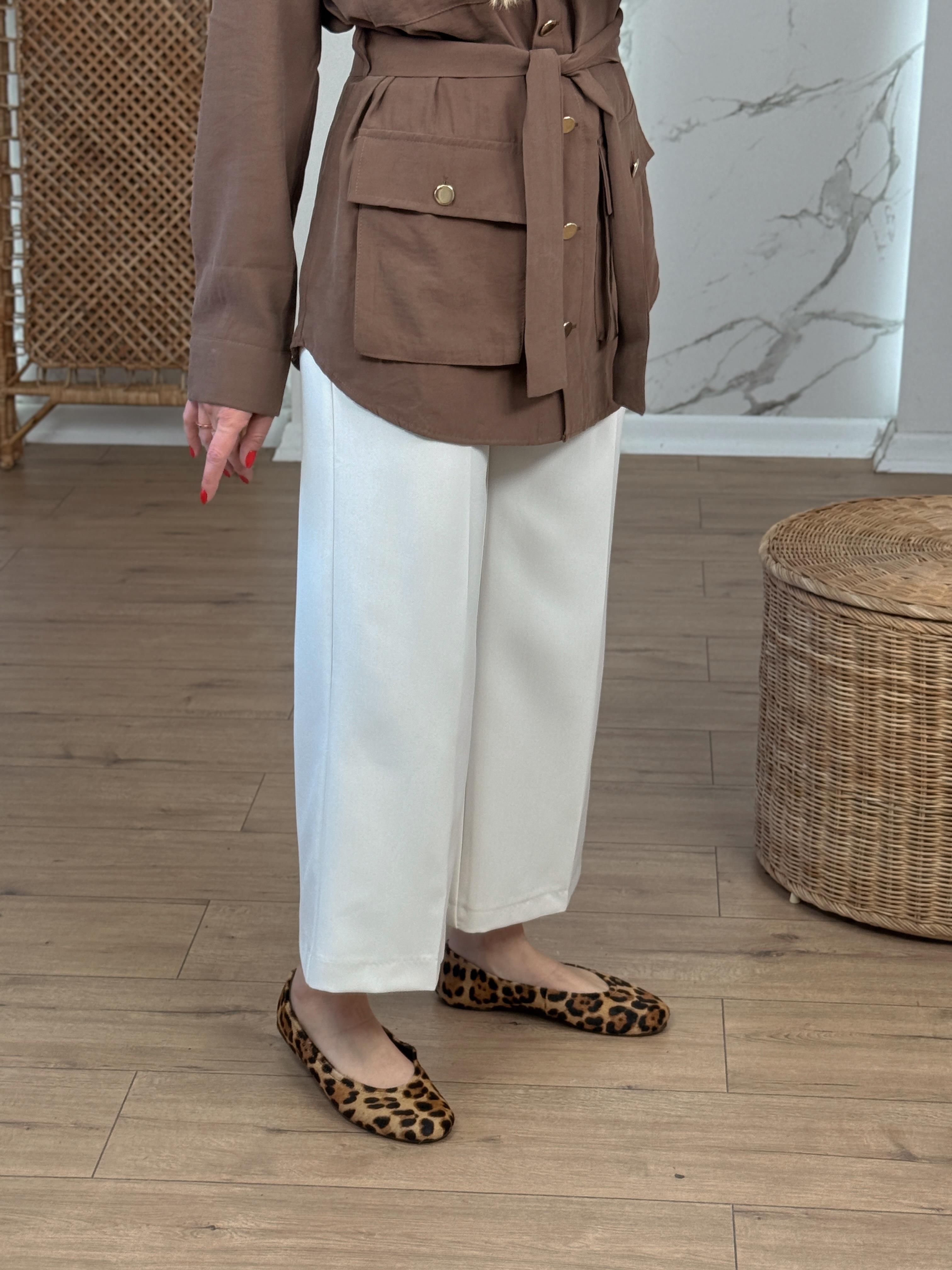 Kemerli Culotte Pantolon EKRU