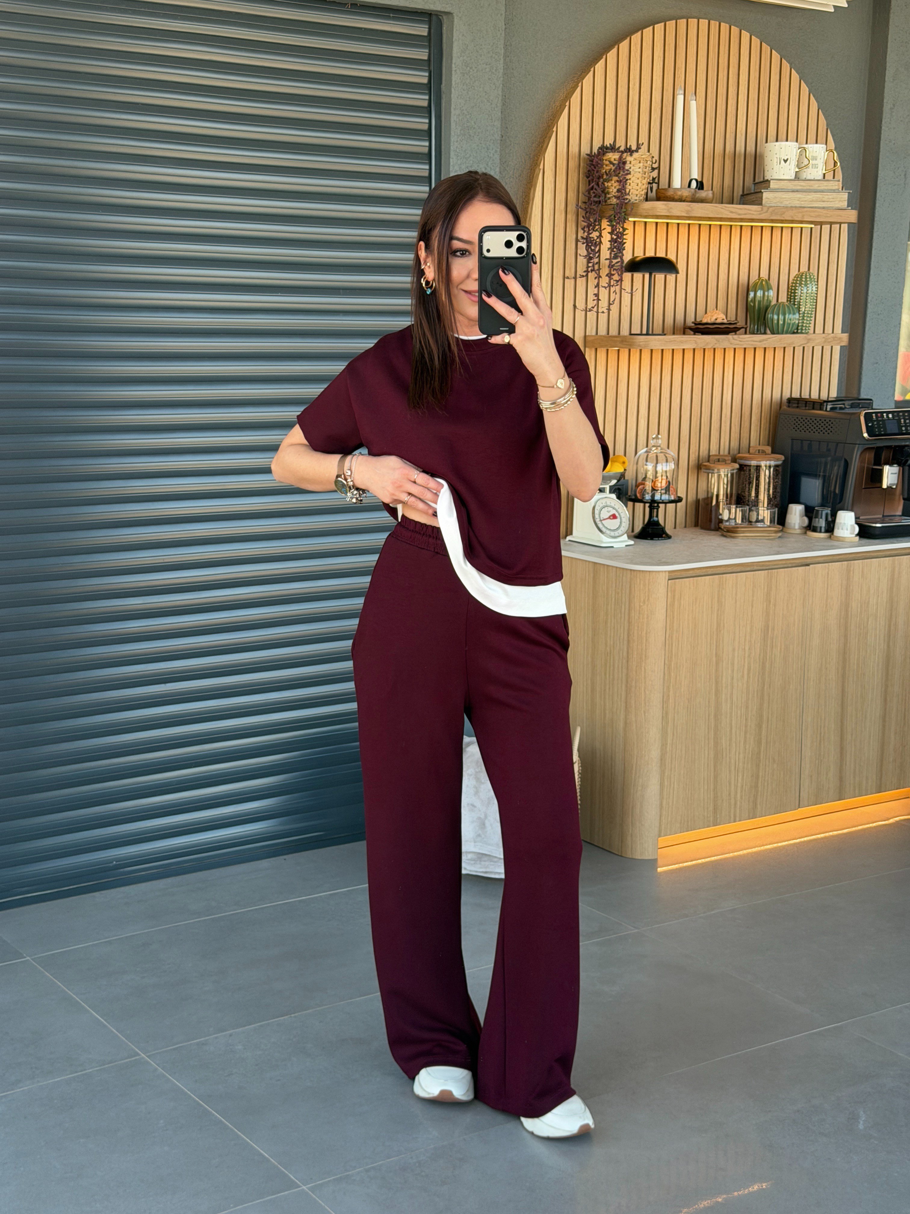Kısa Kollu İkili Modal Takım BORDO