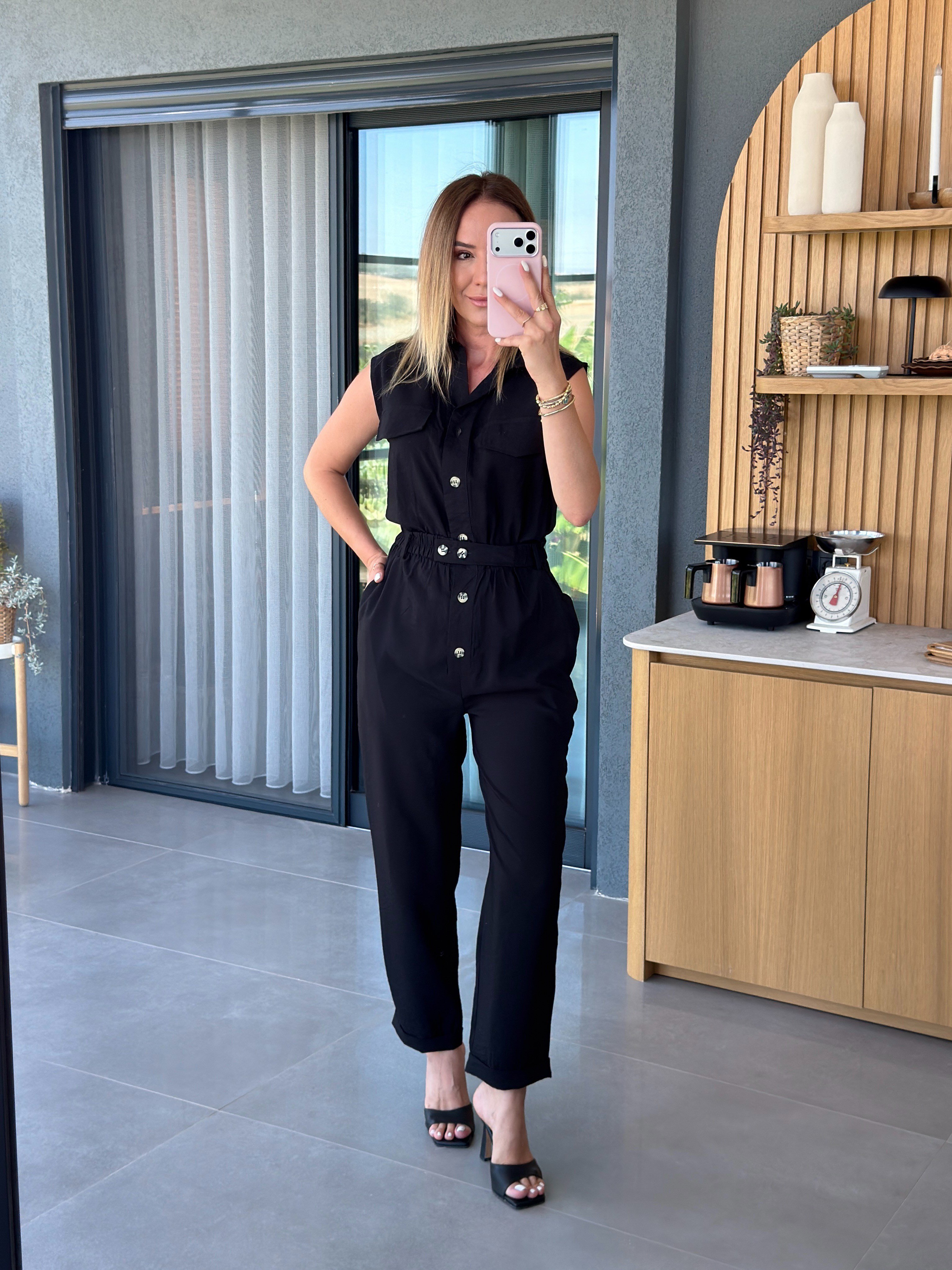 Kolsuz Beli Kemerli Tulum SİYAH