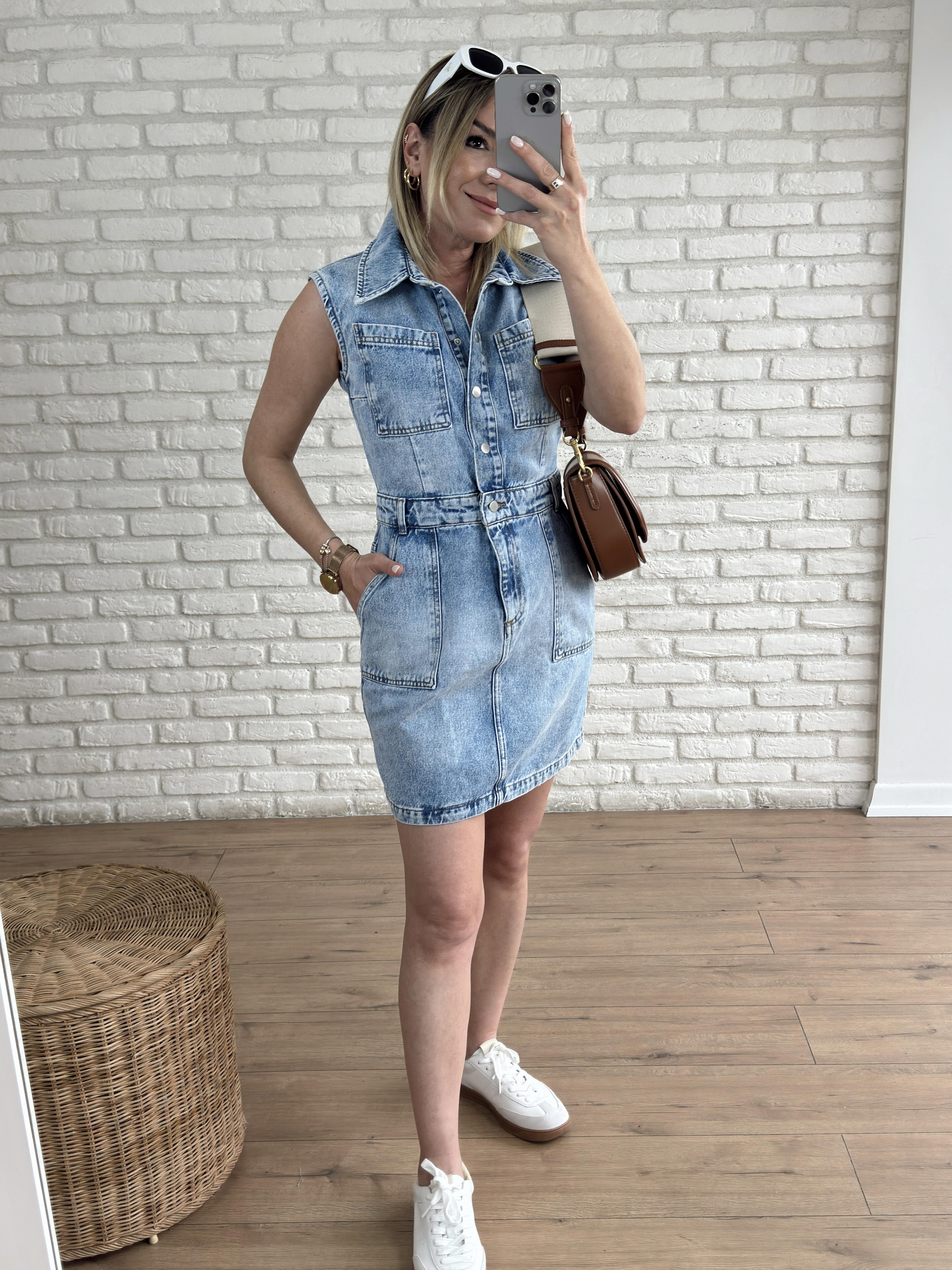 Kolsuz Jean Elbise MAVİ