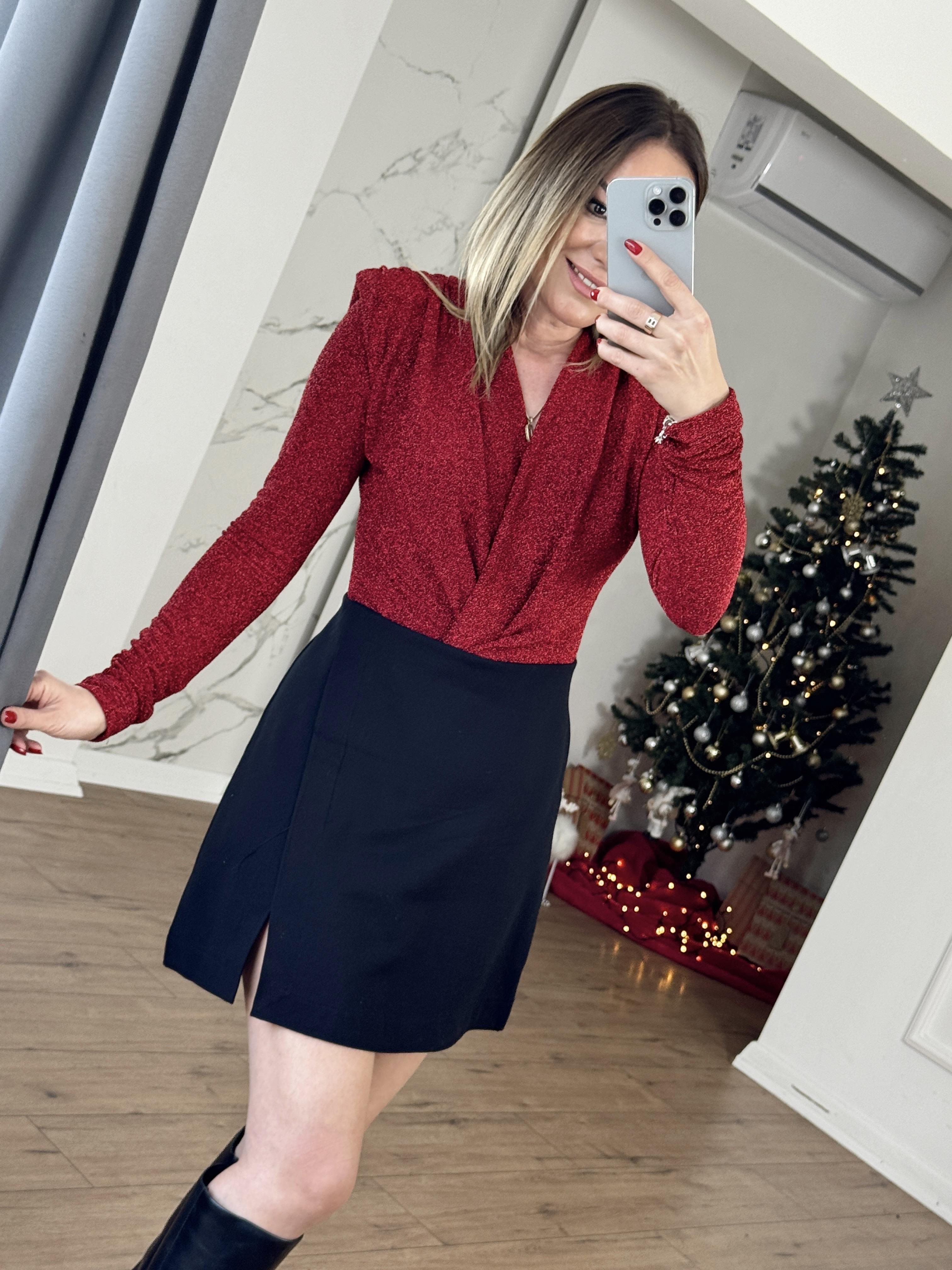 Kruvaze Vatkalı Bodysuit KIRMIZI