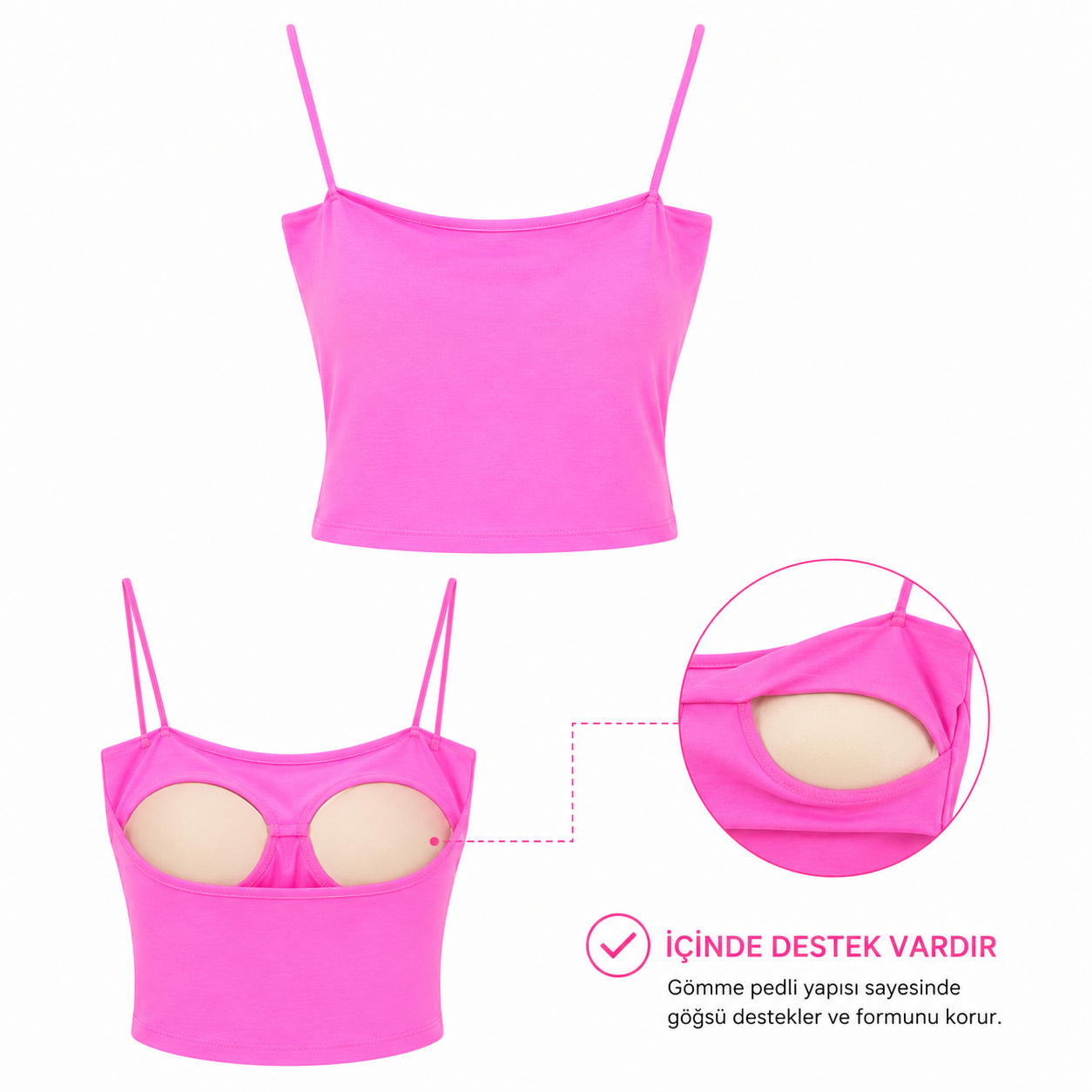 Lastik Askılı Modal Atlet PEMBE