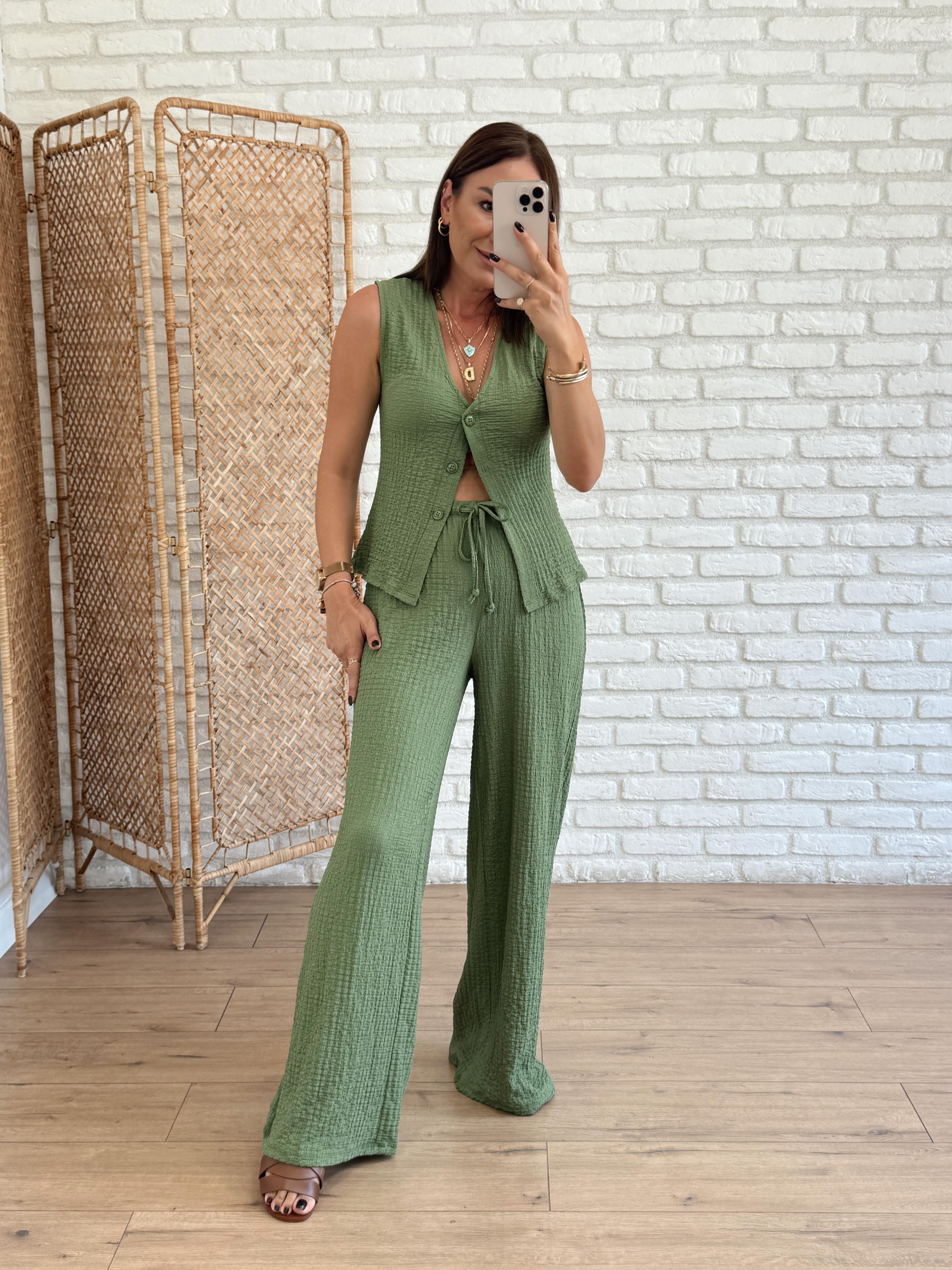 Müslin Kumaş İkili Takım HAKİ