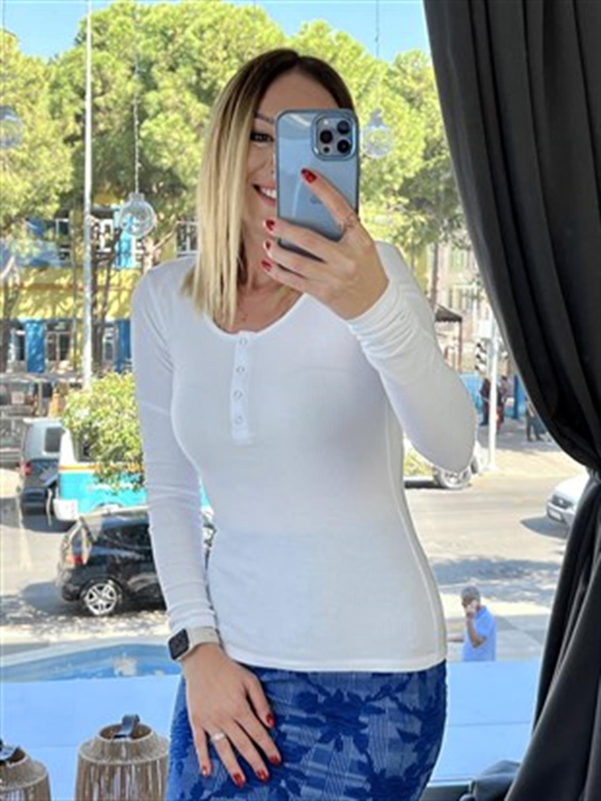 ÖNÜ ÇITÇITLI UZUN KOL BODY BEYAZ