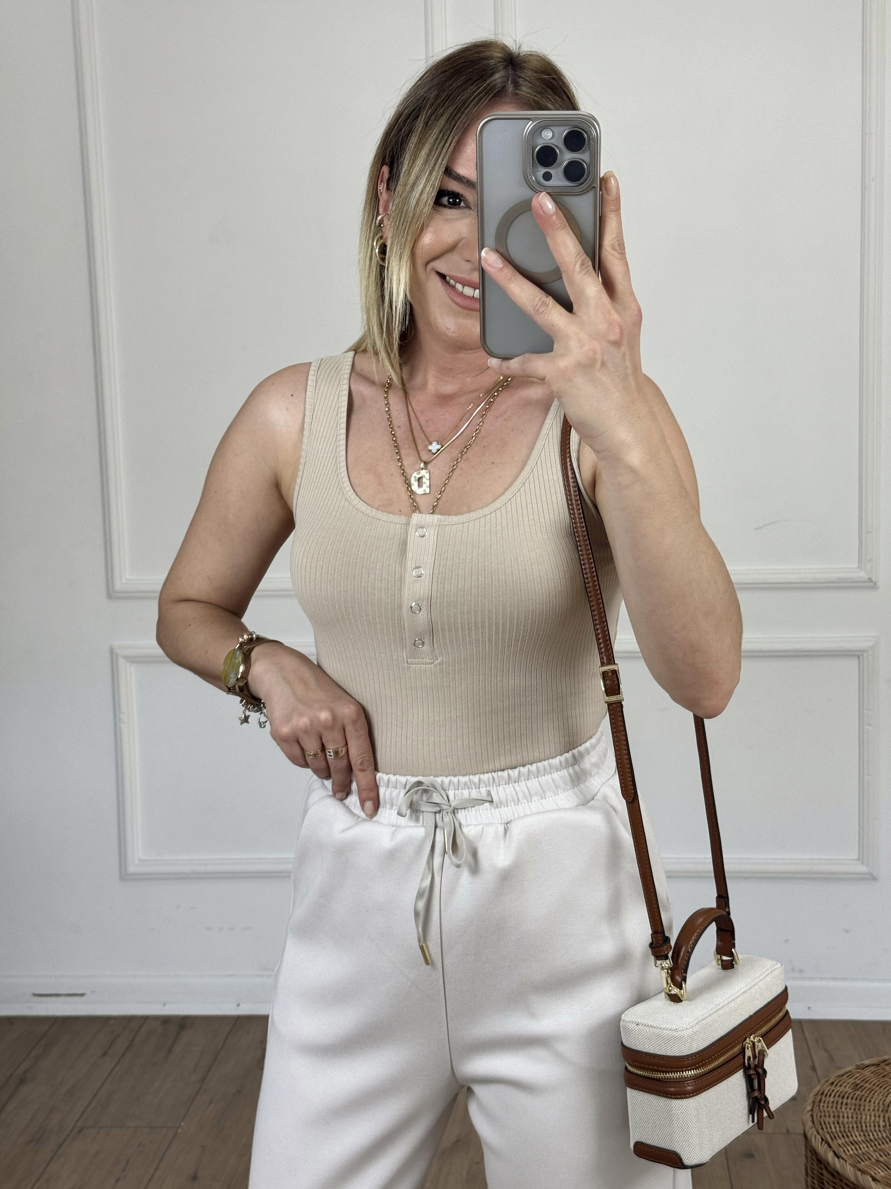 Orj Marka Çıtçıtlı Body BEJ