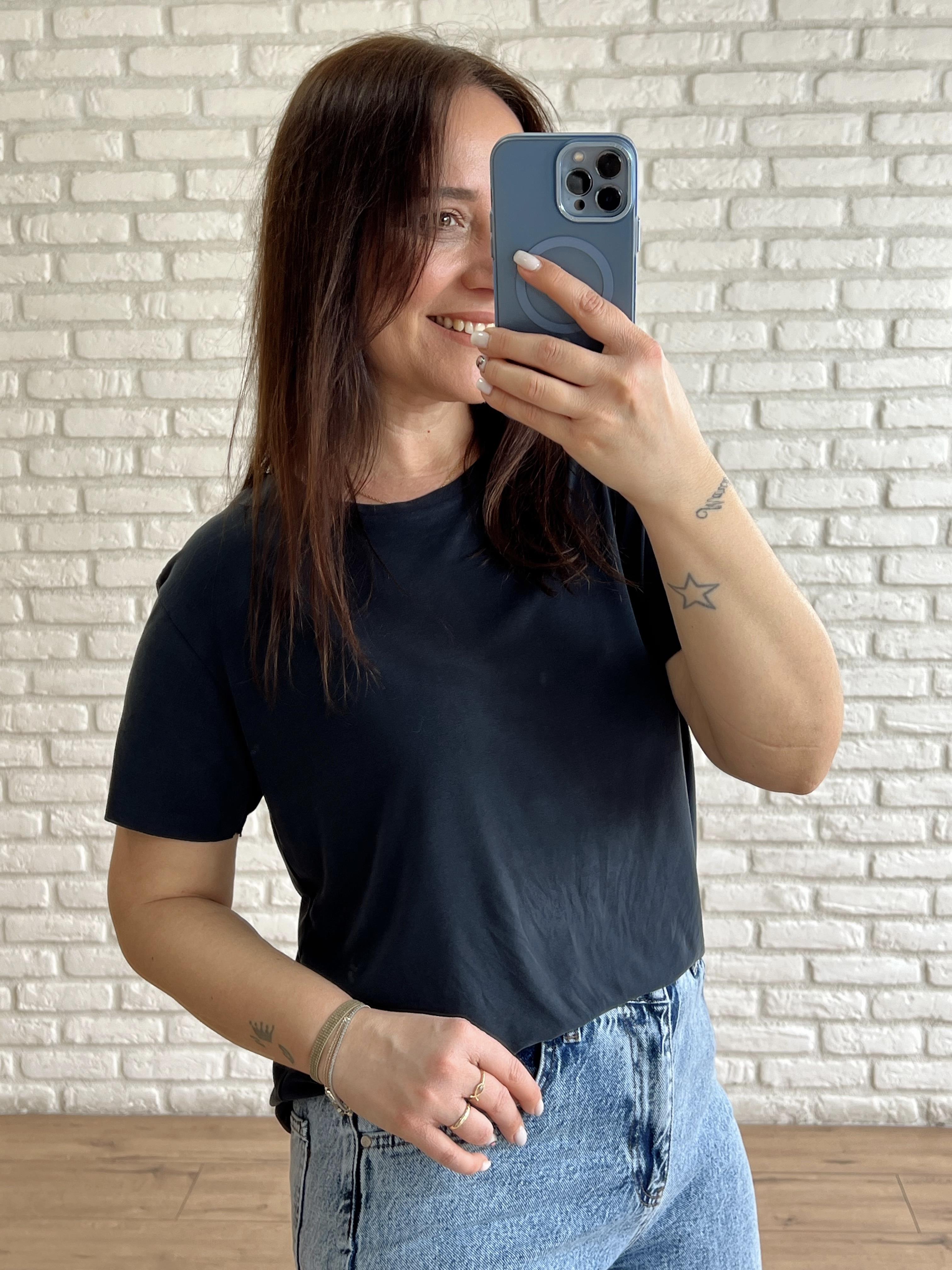 Oval Kesim Basic Tshirt ANTRASİT