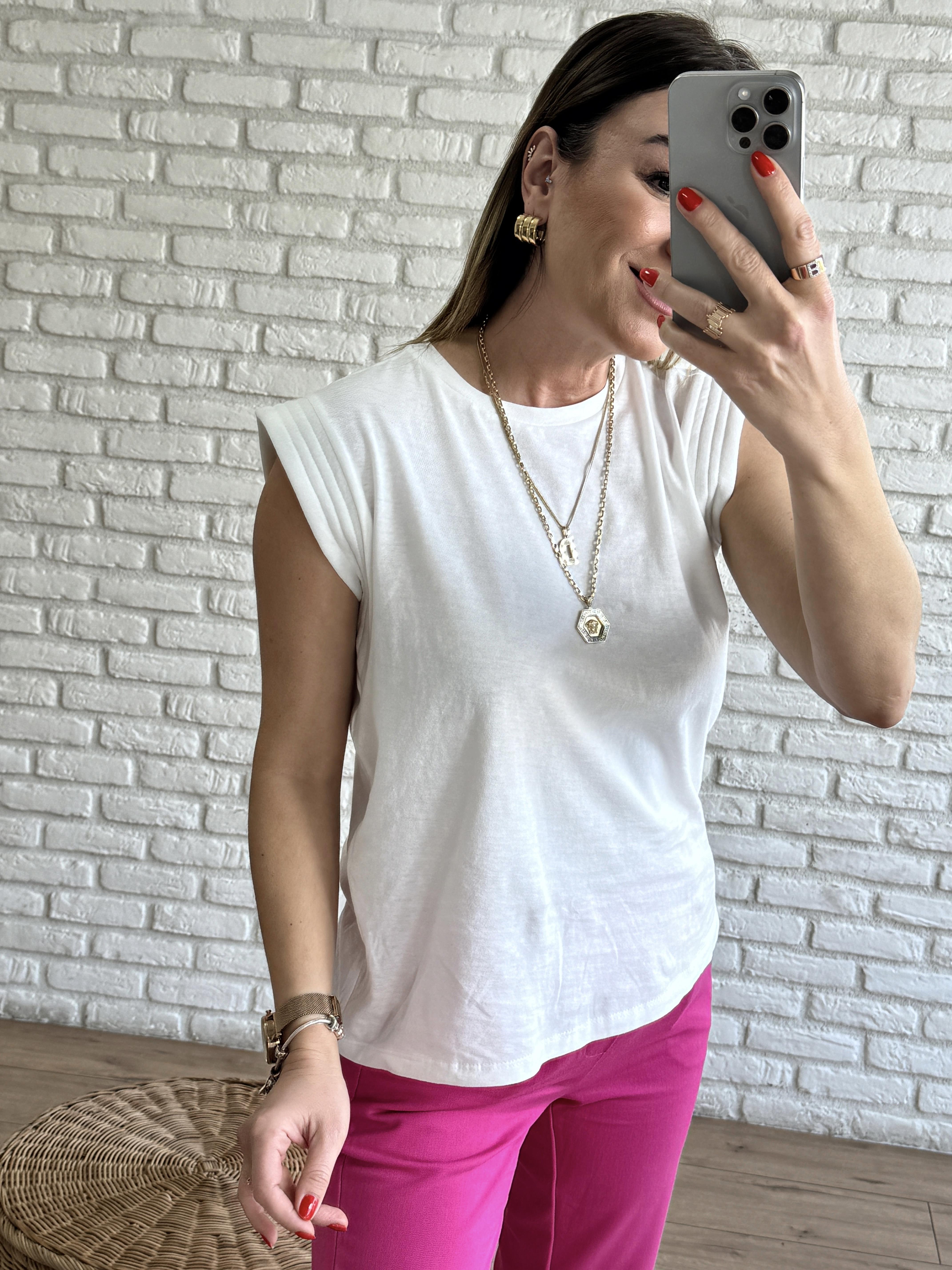 Sıra Dikişli Tshirt EKRU