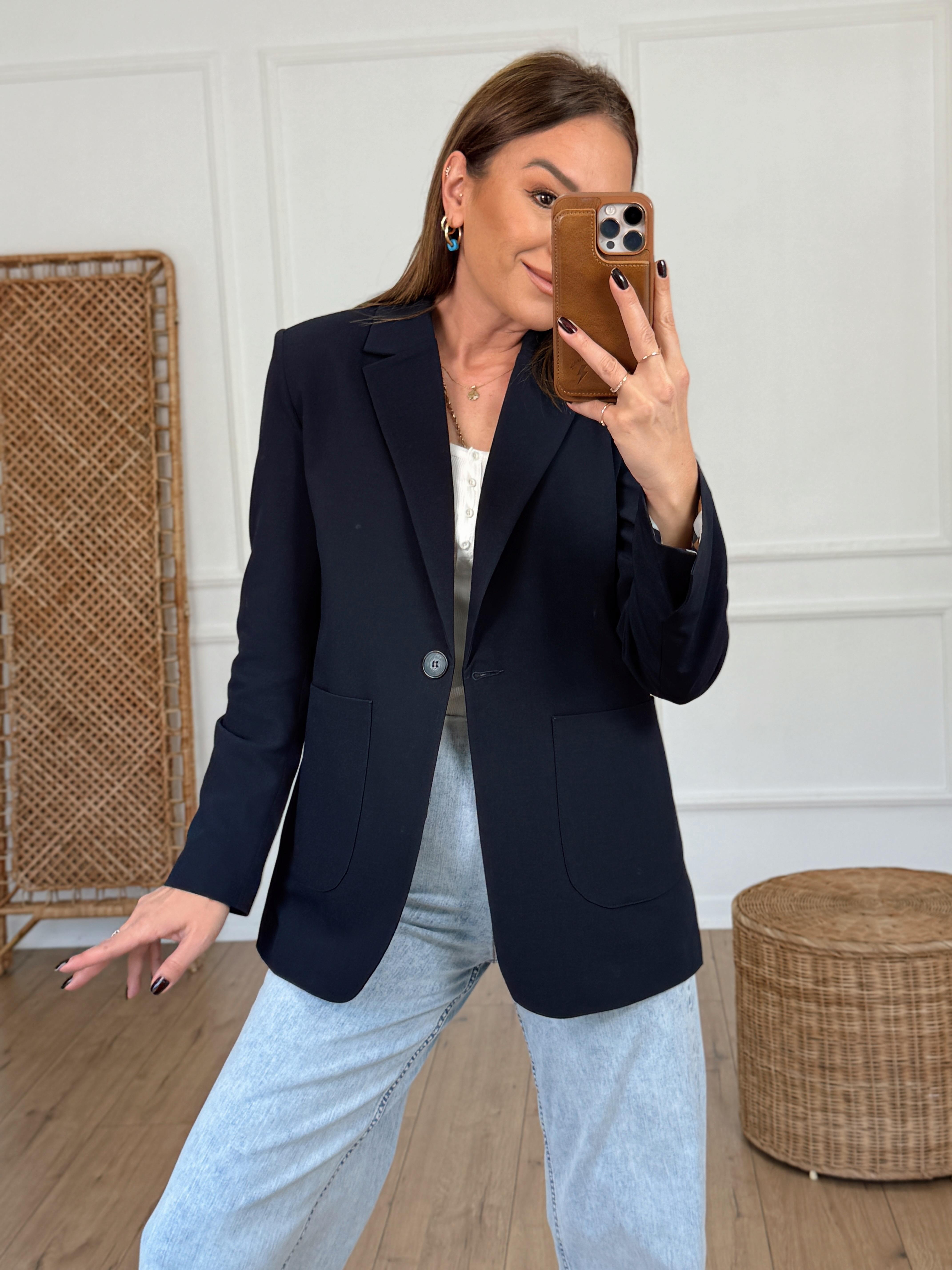 Tek Düğmeli Blazer Ceket LACİVERT
