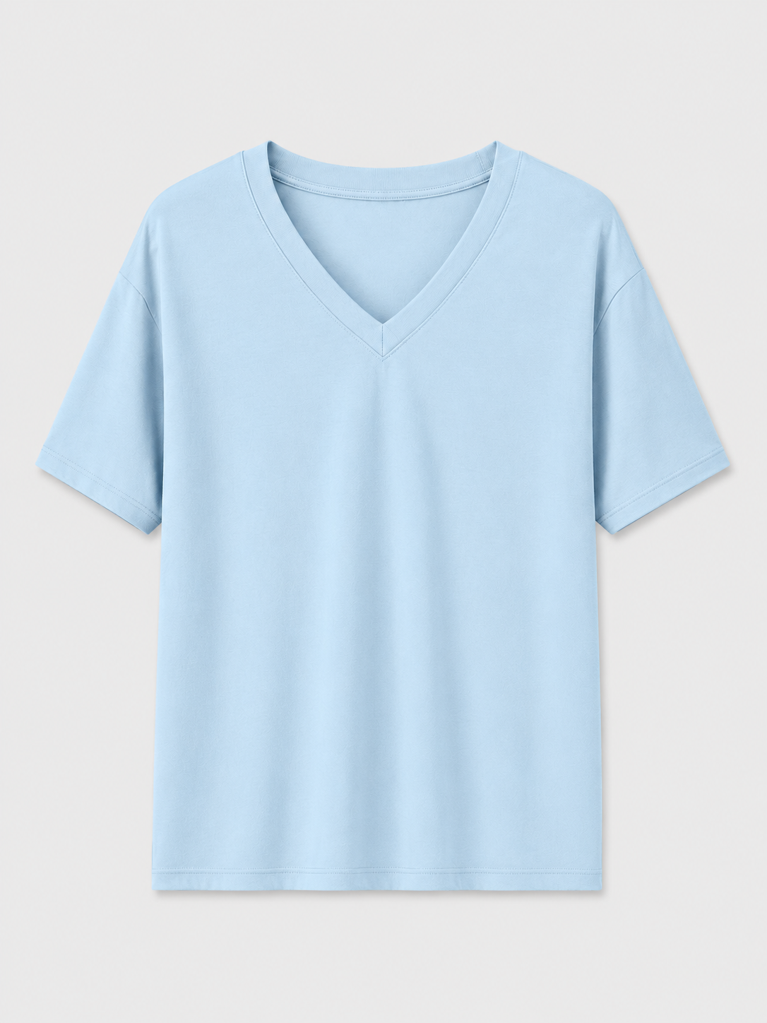 V Yaka Tshirt AÇIK MAVİ
