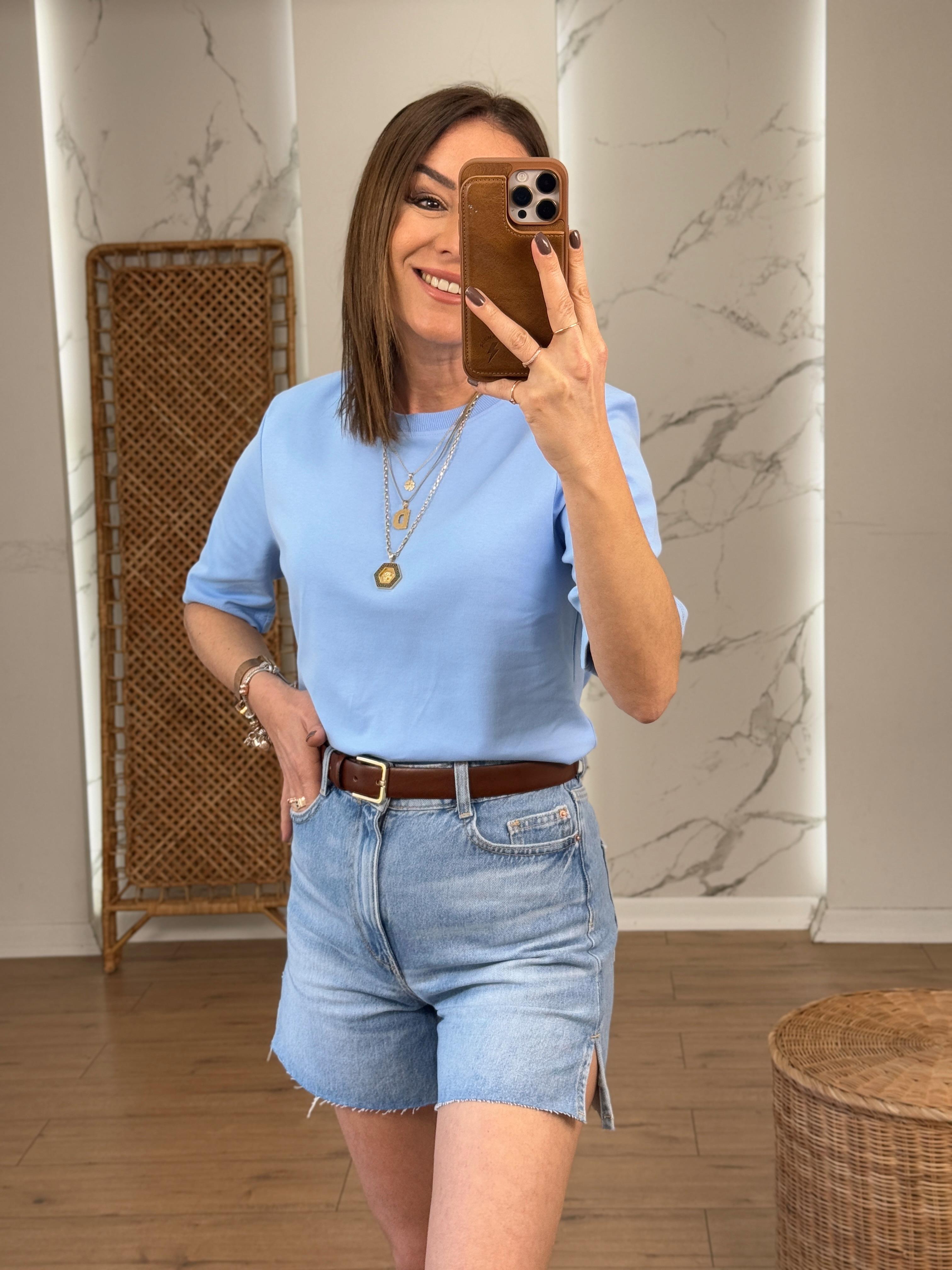 Vatkalı Tshirt AÇIK MAVİ