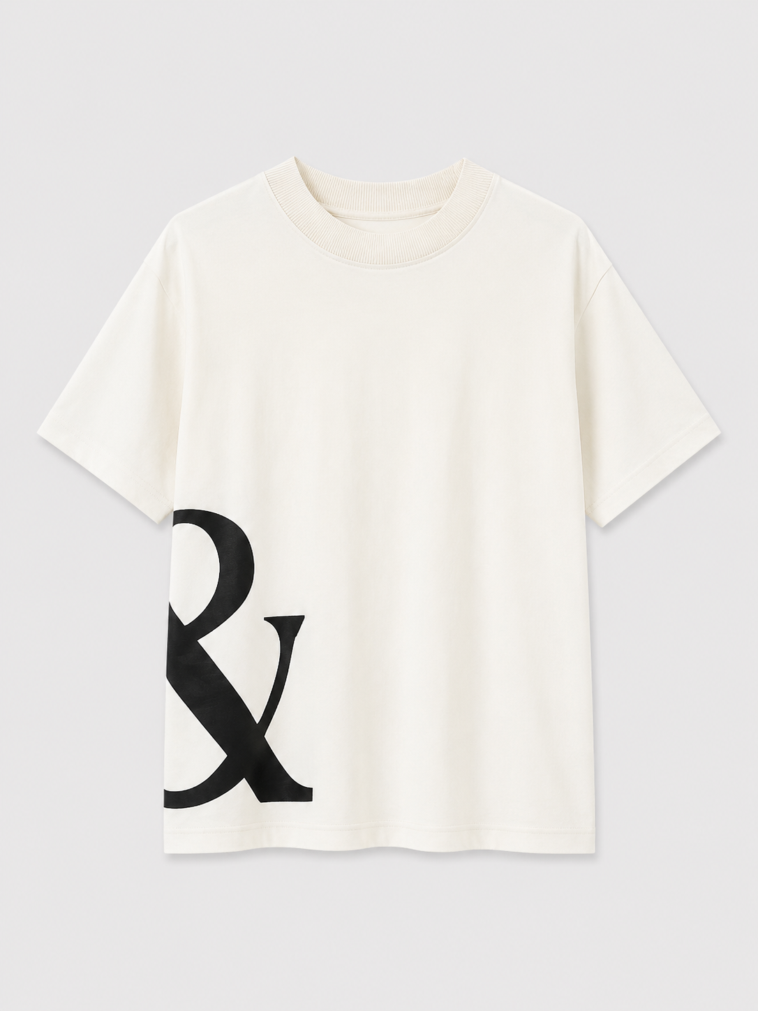 Yan Baskılı Sıfır Yaka Tshirt BEJ