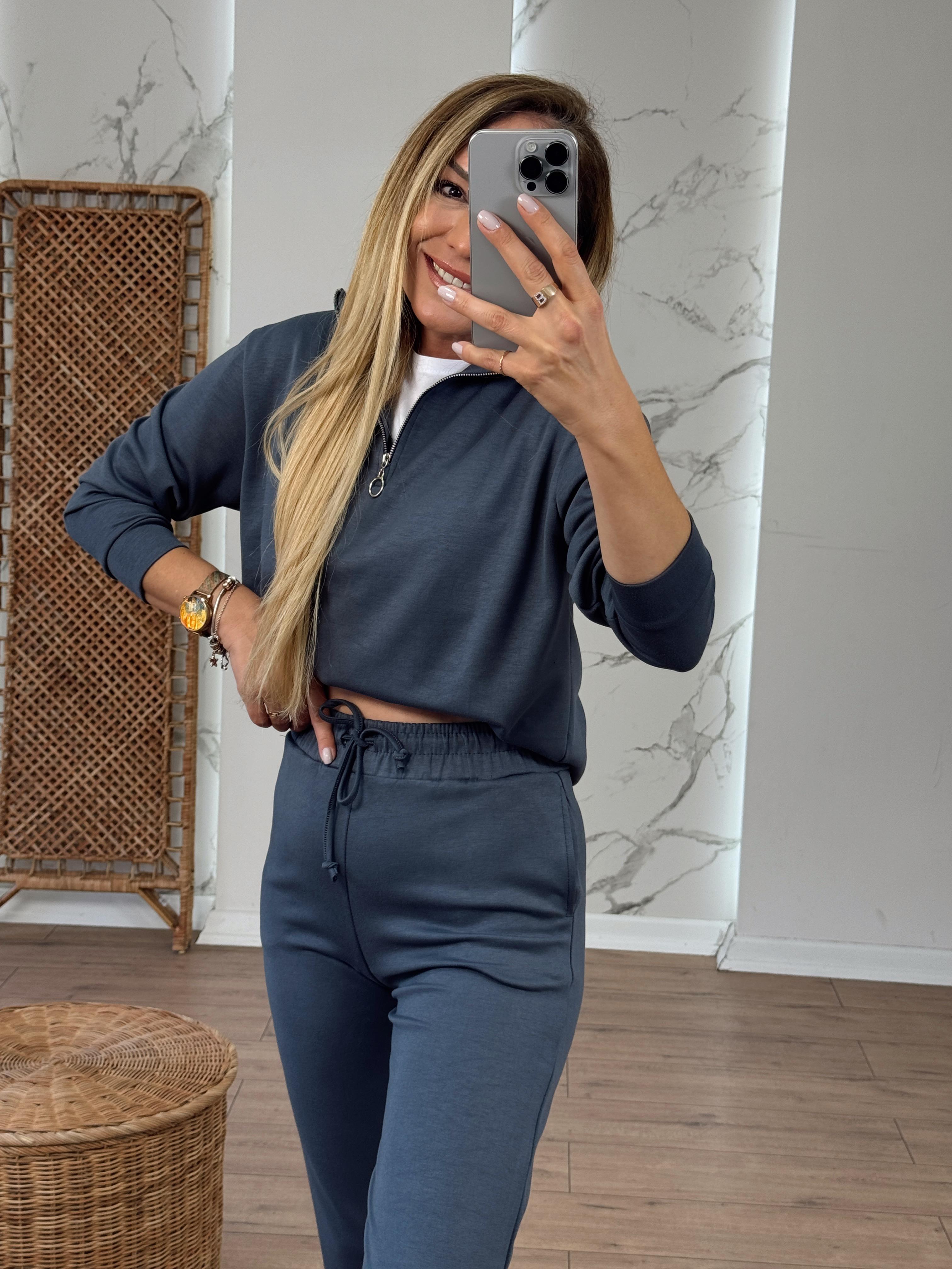 Yarım Balıkçı Yaka Modal İkili Takım ANTRASİT