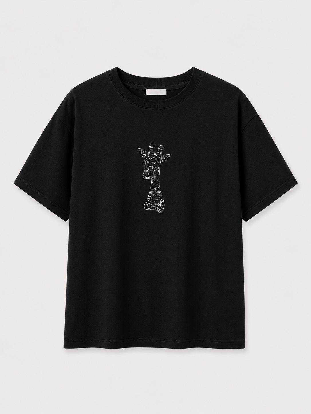 Zürafa Taşlı Tshirt SİYAH