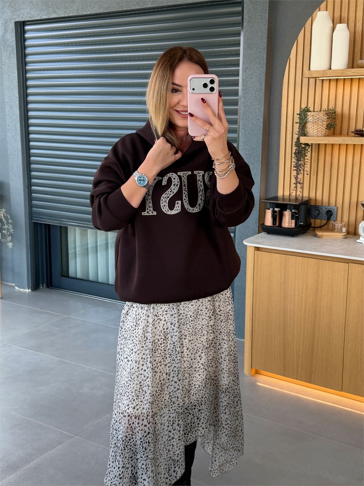 2679 APLİKE DETAYLI SWEAT KAHVE