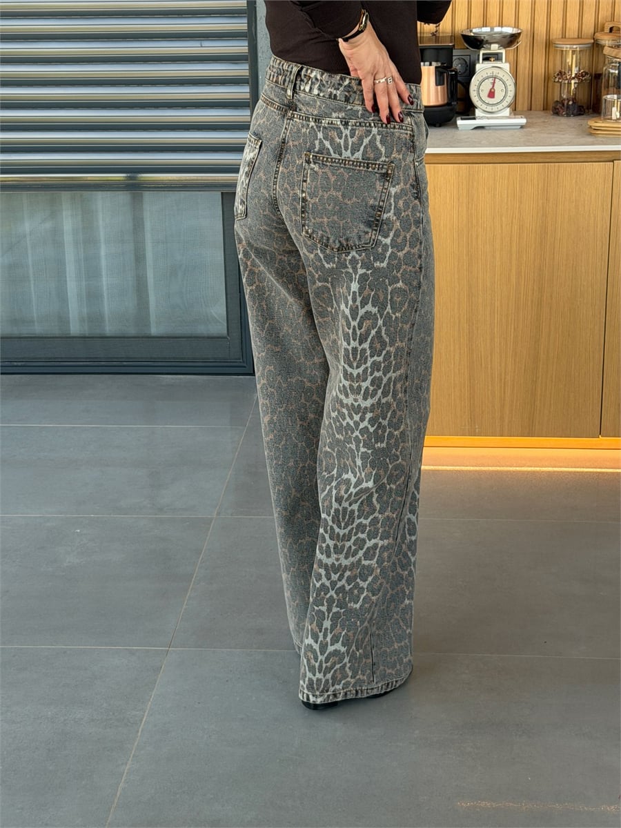 9112 LEOPAR DSN DENİM KOT PANTOLON KAHVE
