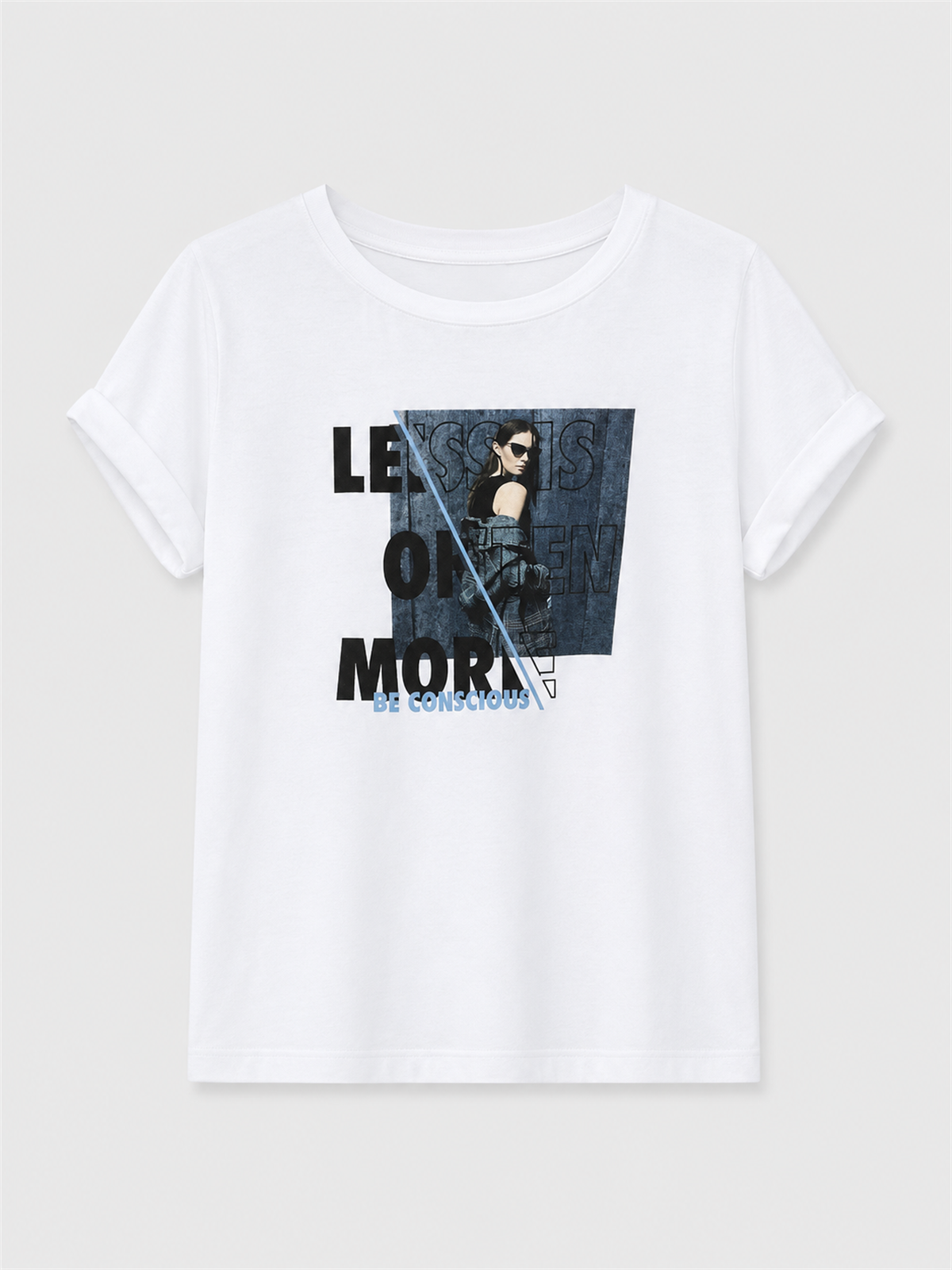 Baskı Detaylı Viskon Tshirt BEYAZ
