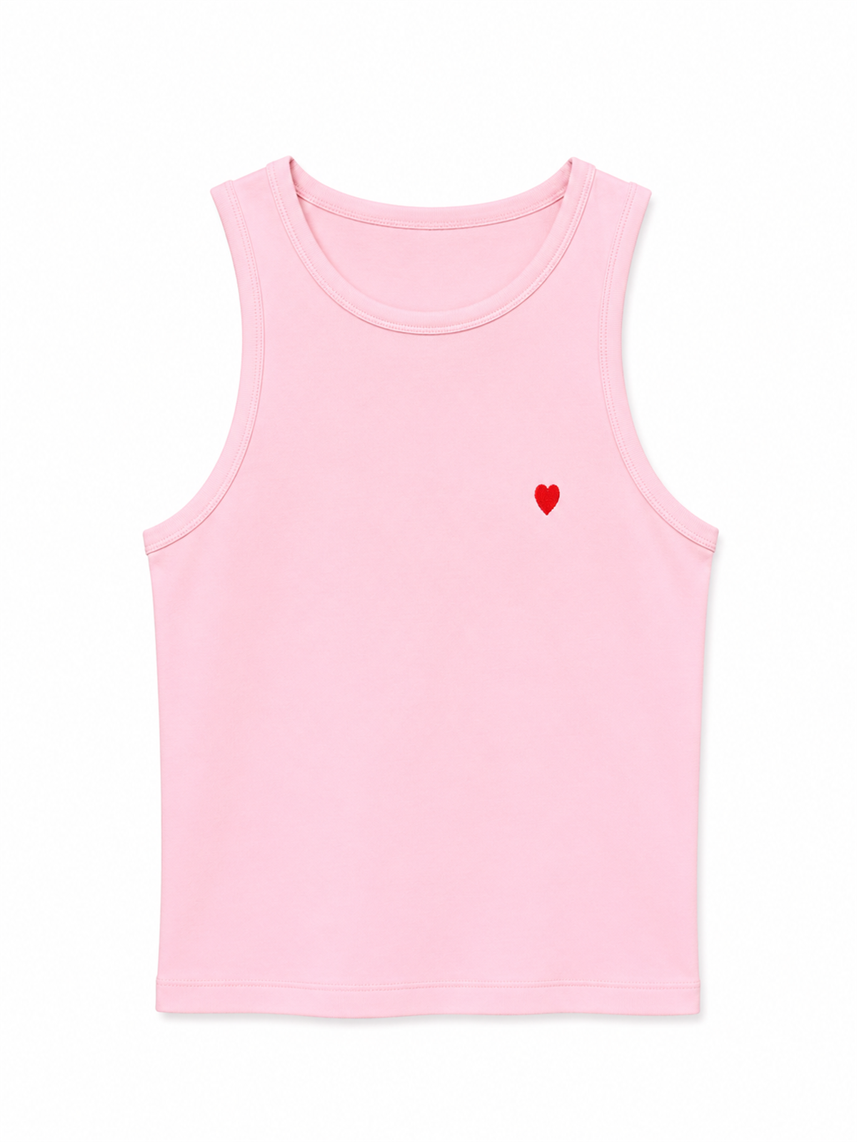Bisiklet Yaka Kalp Nakışlı Atlet PEMBE
