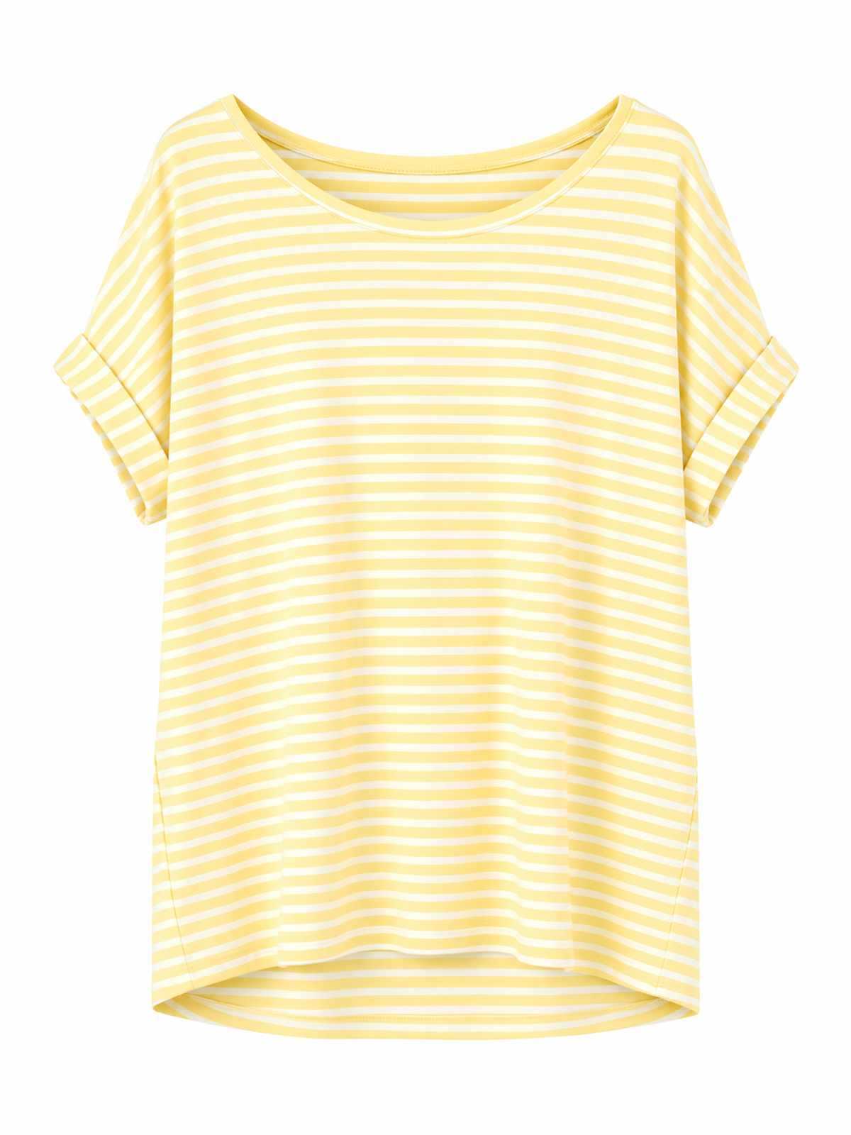 Bisiklet Yaka Kolsuz Çizgili Tshirt SARI