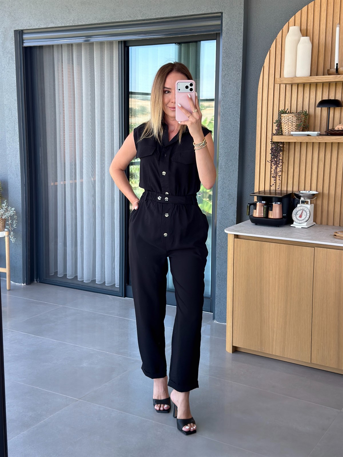 Kolsuz Beli Kemerli Tulum SİYAH