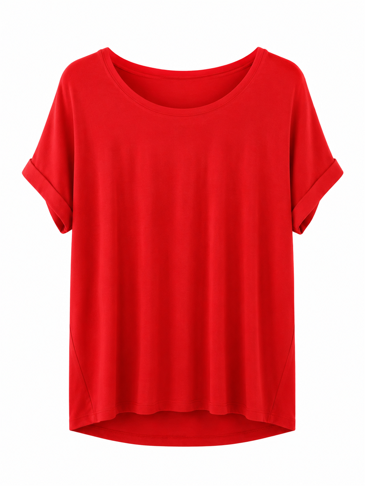 Kolsuz Bisiklet Yaka Tshirt KIRMIZI